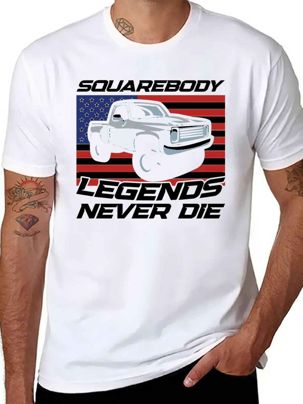 Pick Up Squarebody Truck Pickup Truck 4x4 Essential Cotton Tee For Daily Outfits – Unisex Style