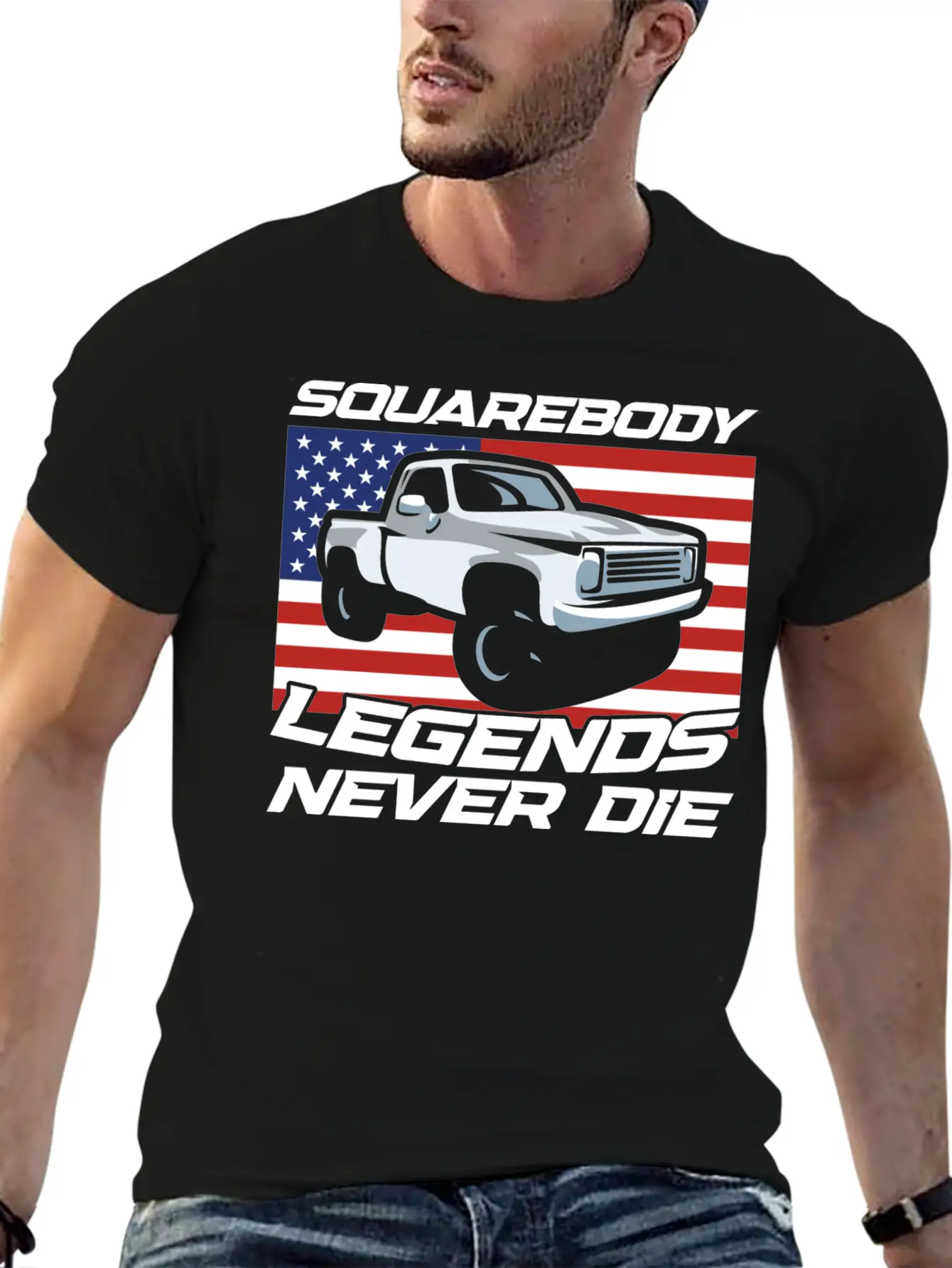 Pick Up Squarebody Truck Pickup Truck 4x4 Essential Cotton Tee For Daily Outfits – Unisex Style
