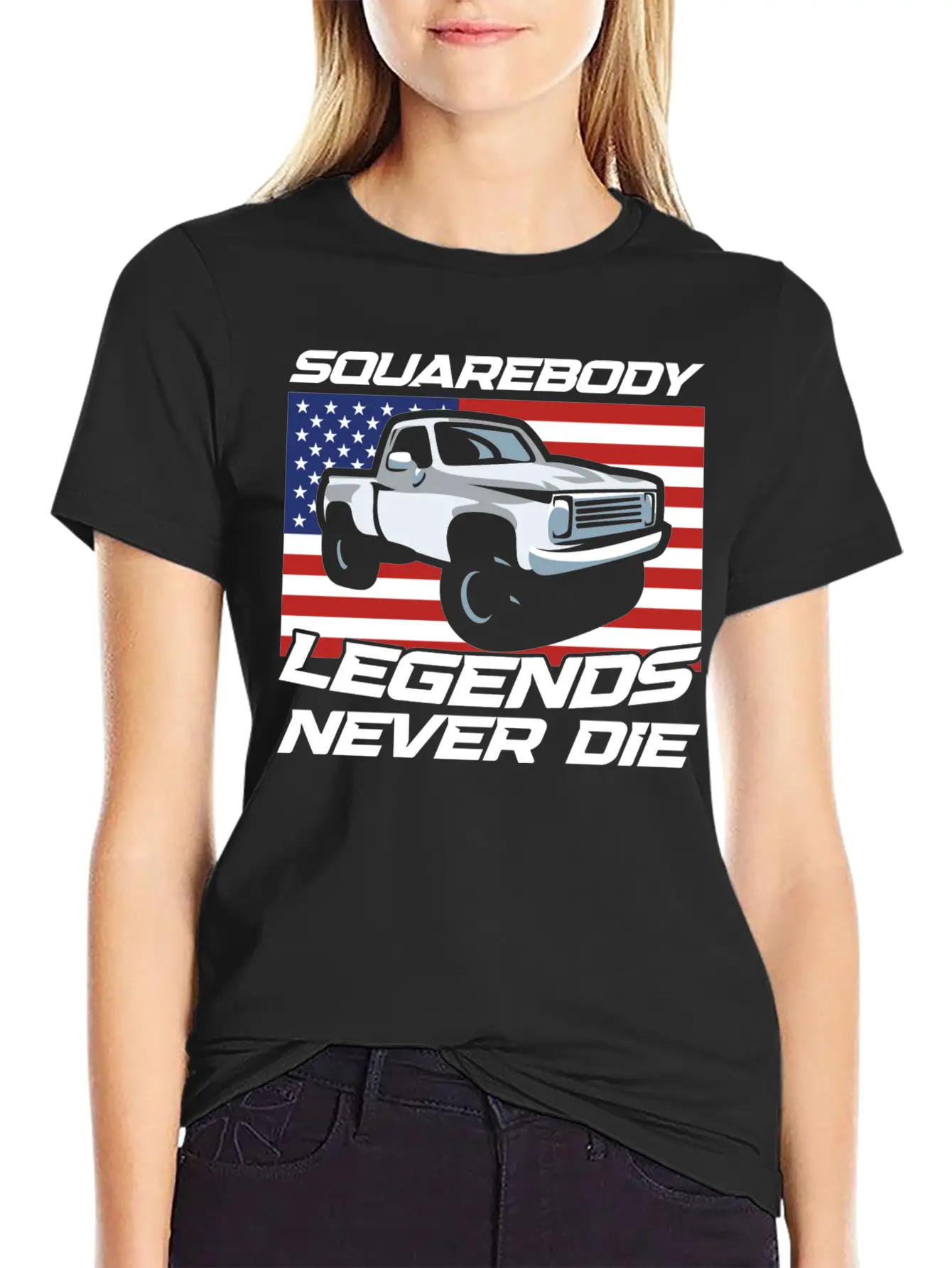 Pick Up Squarebody Truck Pickup Truck 4x4 Essential Cotton Tee For Daily Outfits – Unisex Style
