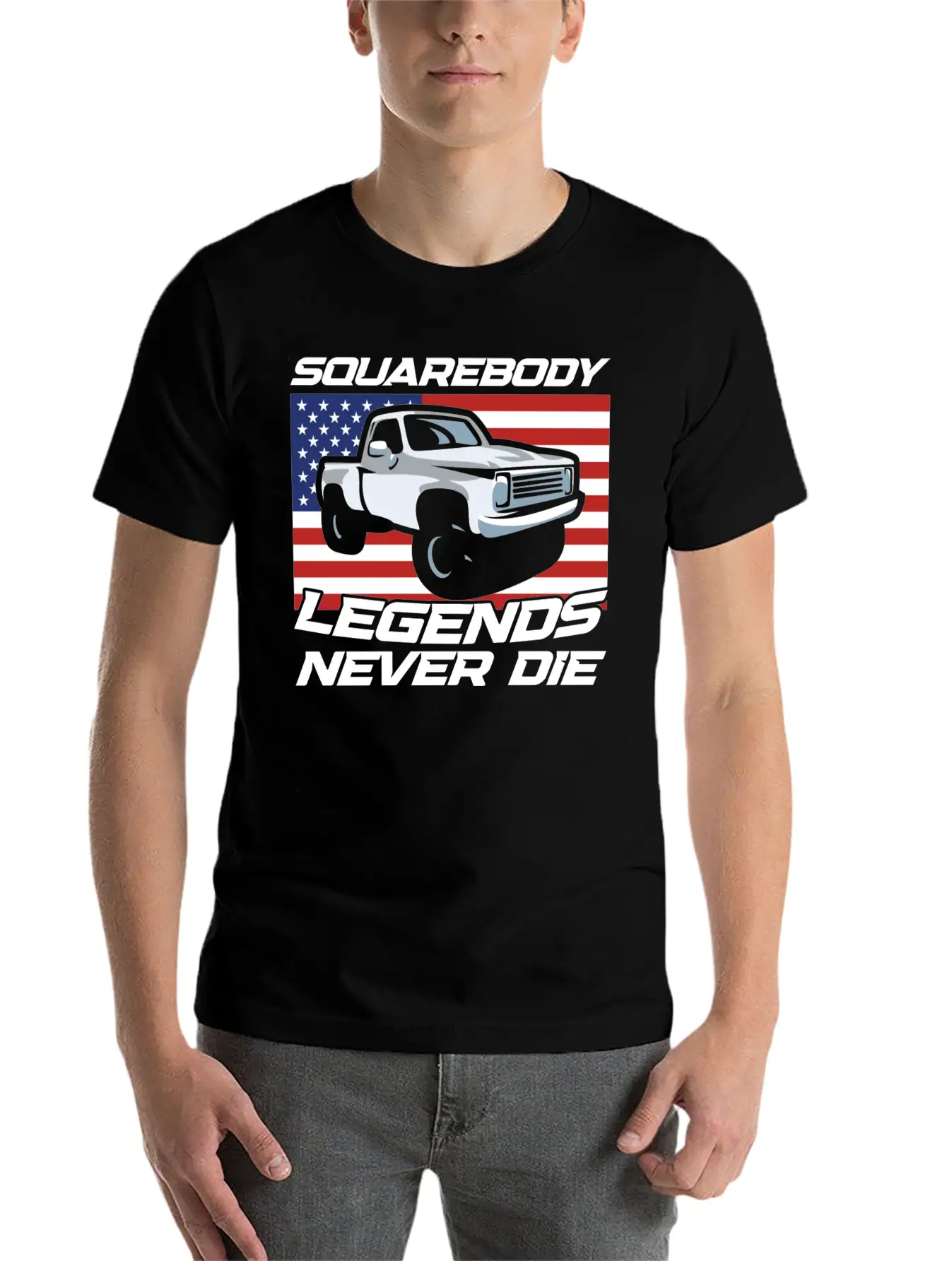 Pick Up Squarebody Truck Pickup Truck 4x4 Essential Cotton Tee For Daily Outfits – Unisex Style
