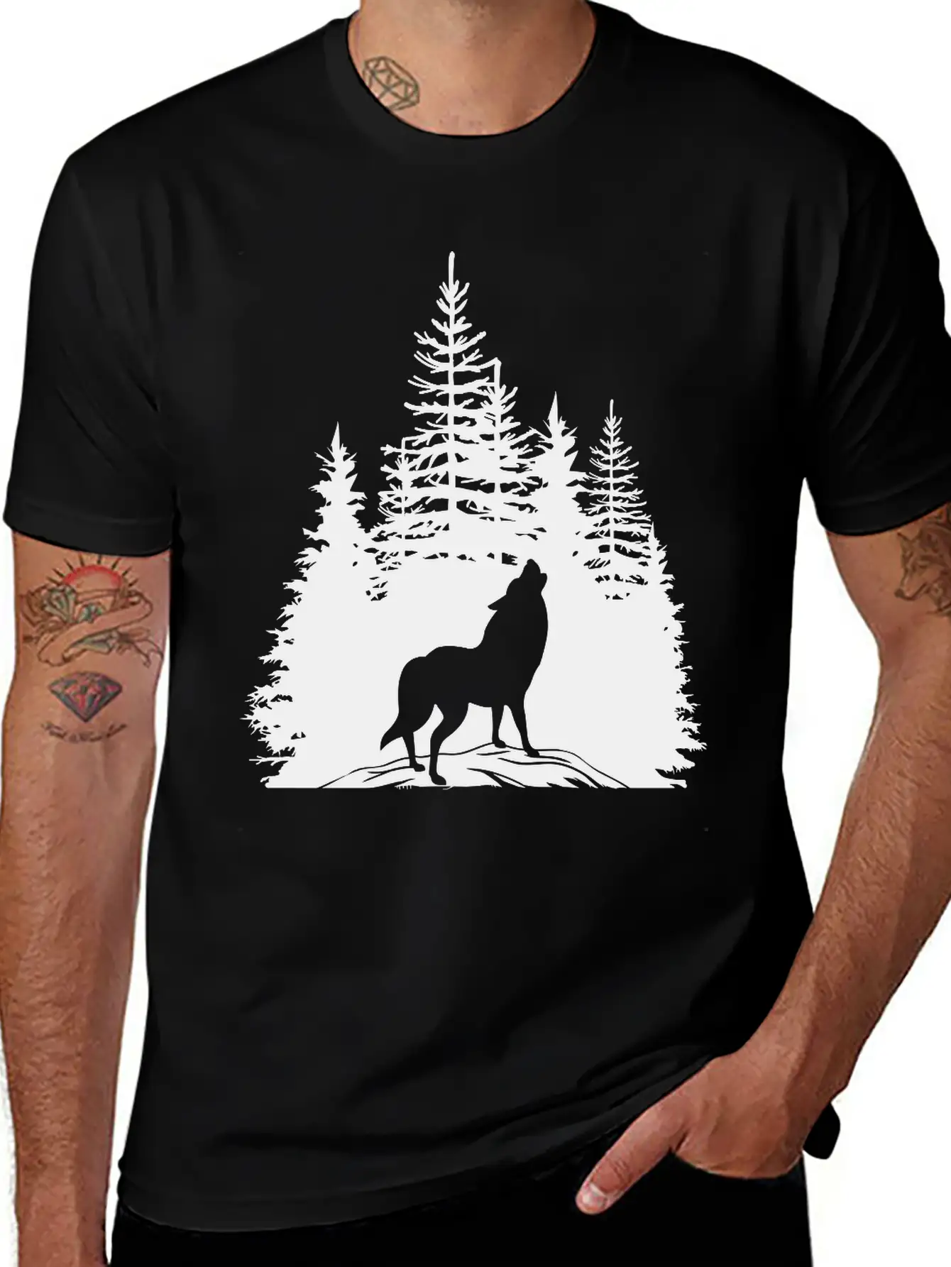 Pine Wolf Breathable Soft Cotton T-Shirt – Timeless Casual Look