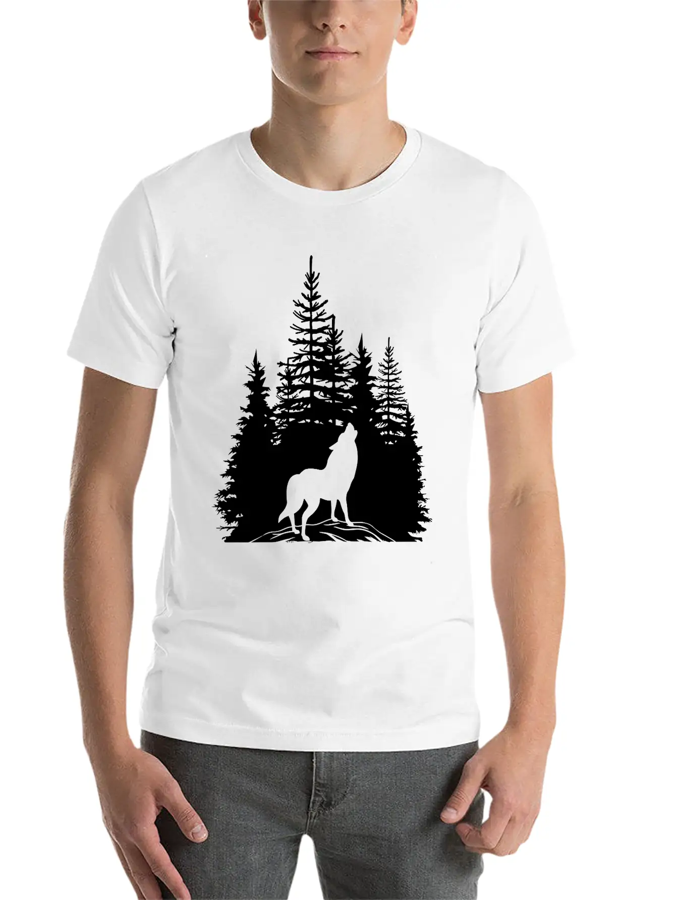 Pine Wolf Breathable Soft Cotton T-Shirt – Timeless Casual Look