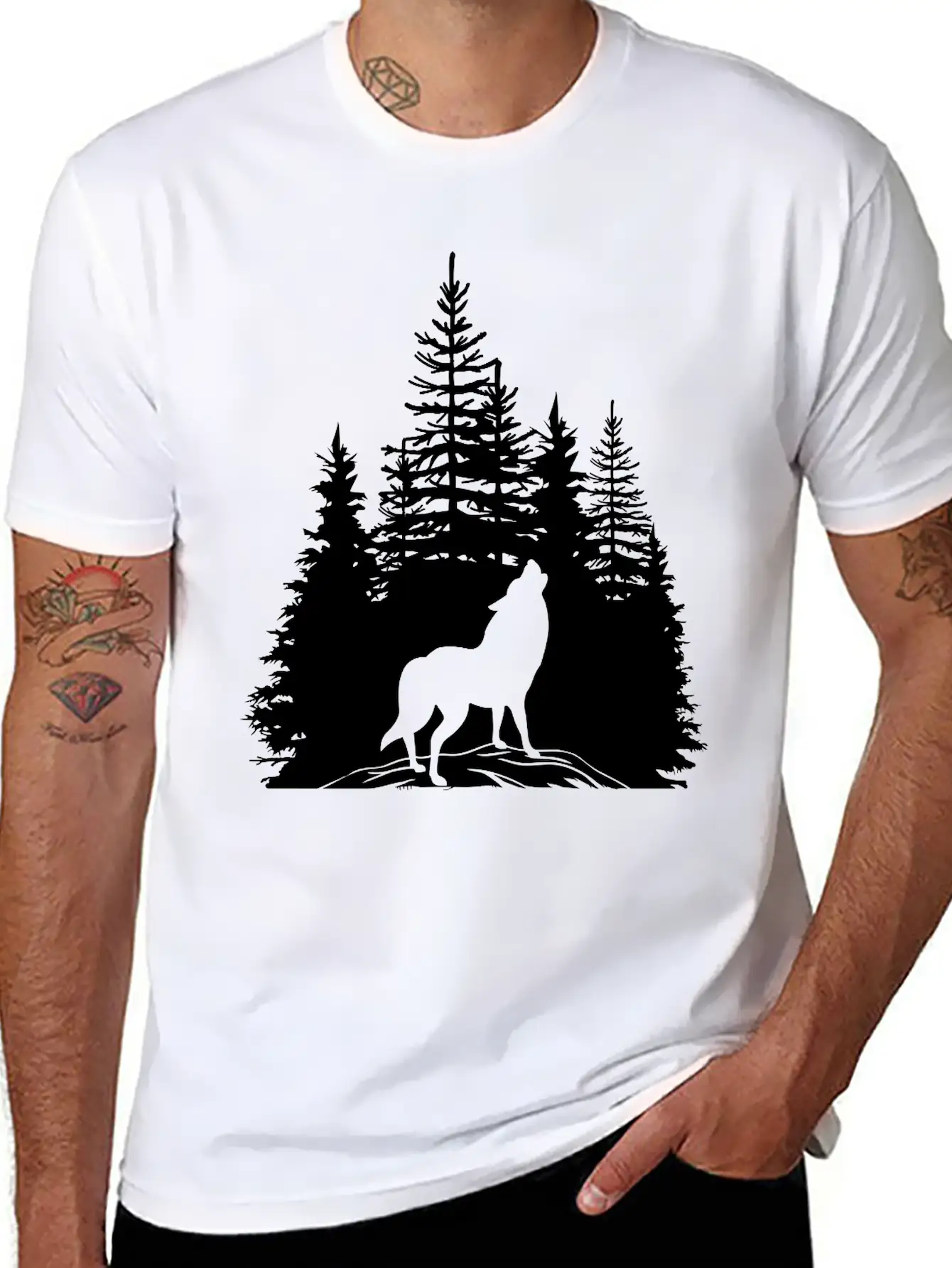 Pine Wolf Breathable Soft Cotton T-Shirt – Timeless Casual Look
