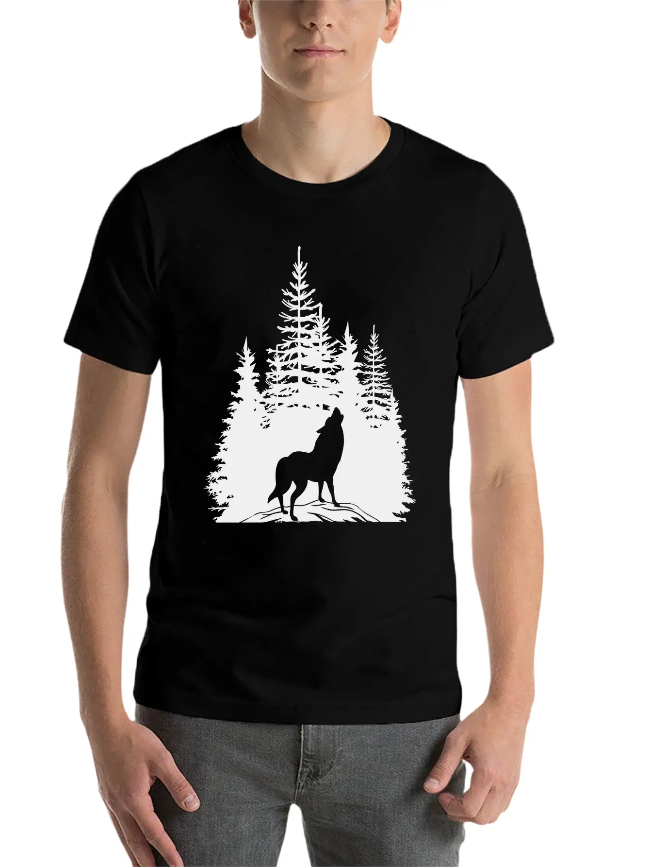 Pine Wolf Breathable Soft Cotton T-Shirt – Timeless Casual Look