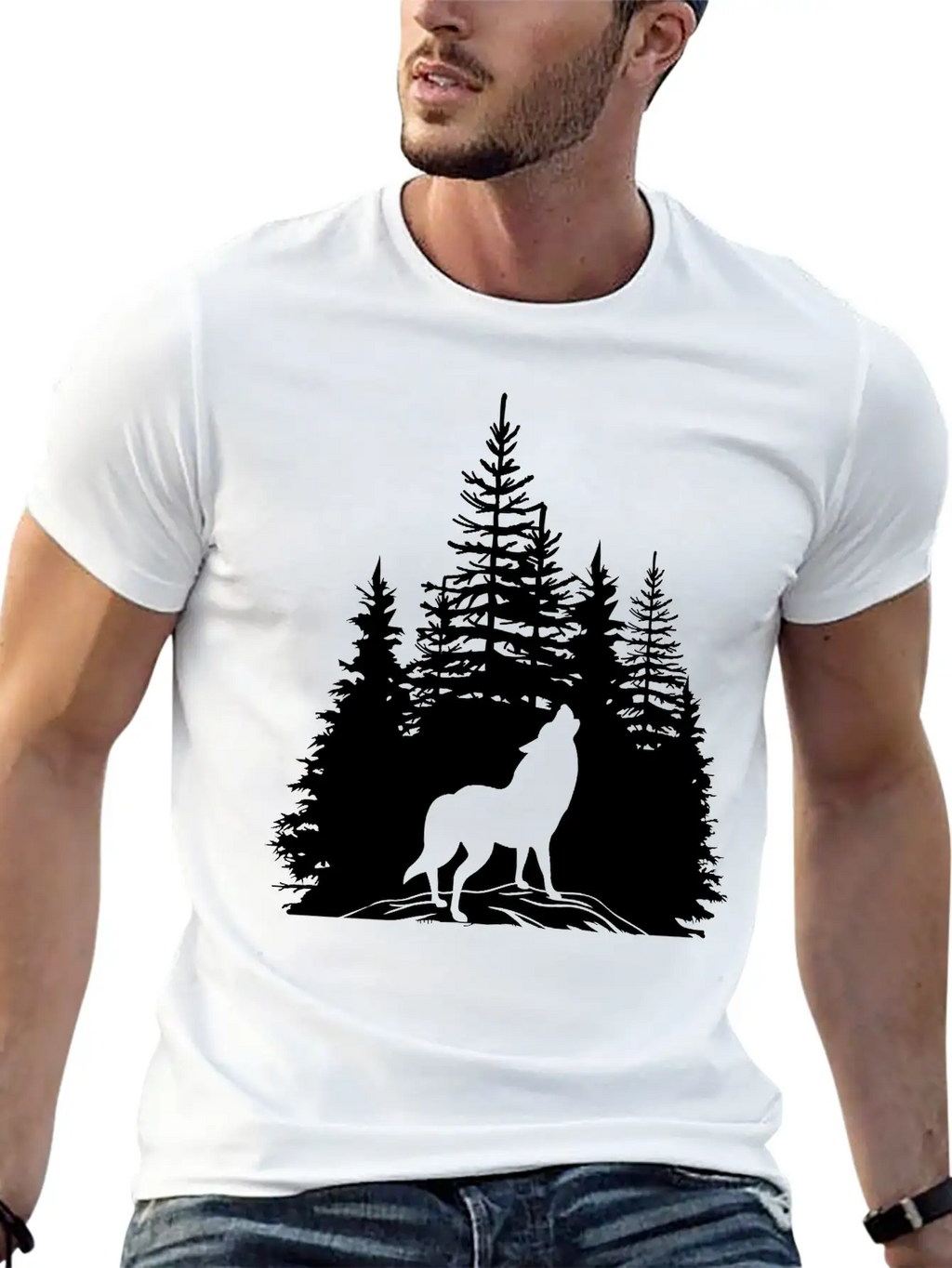 Pine Wolf Breathable Soft Cotton T-Shirt – Timeless Casual Look