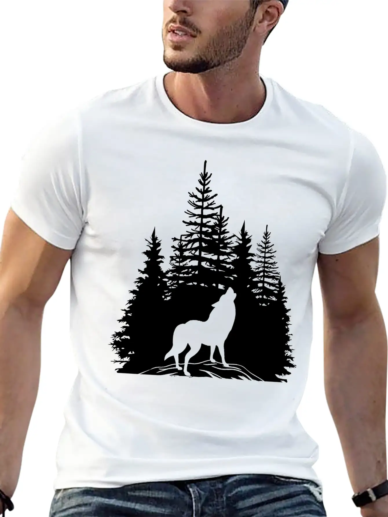 Pine Wolf Breathable Soft Cotton T-Shirt – Timeless Casual Look
