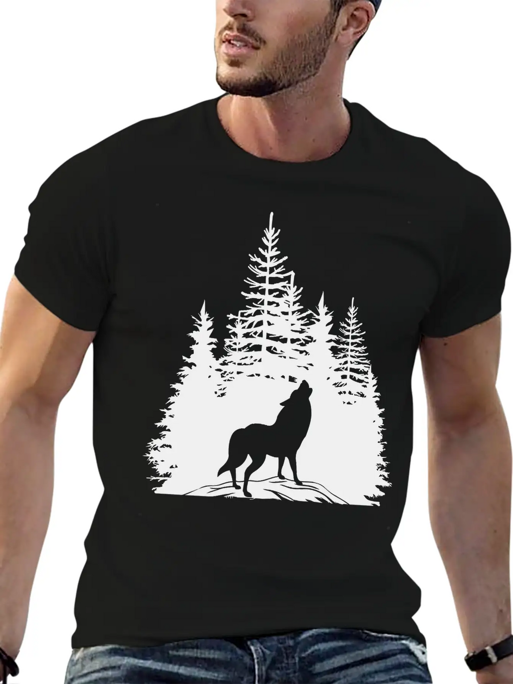 Pine Wolf Breathable Soft Cotton T-Shirt – Timeless Casual Look