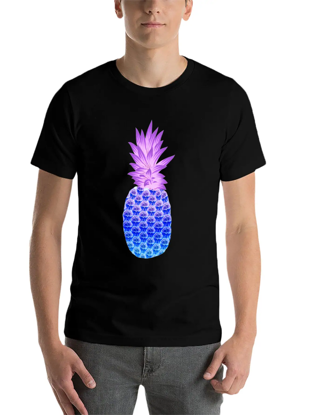 Pineapple Hawaiian Fruit Purple Blue Artistic Casual Graphic T-Shirt – Simple And Comfortable Daily Wear