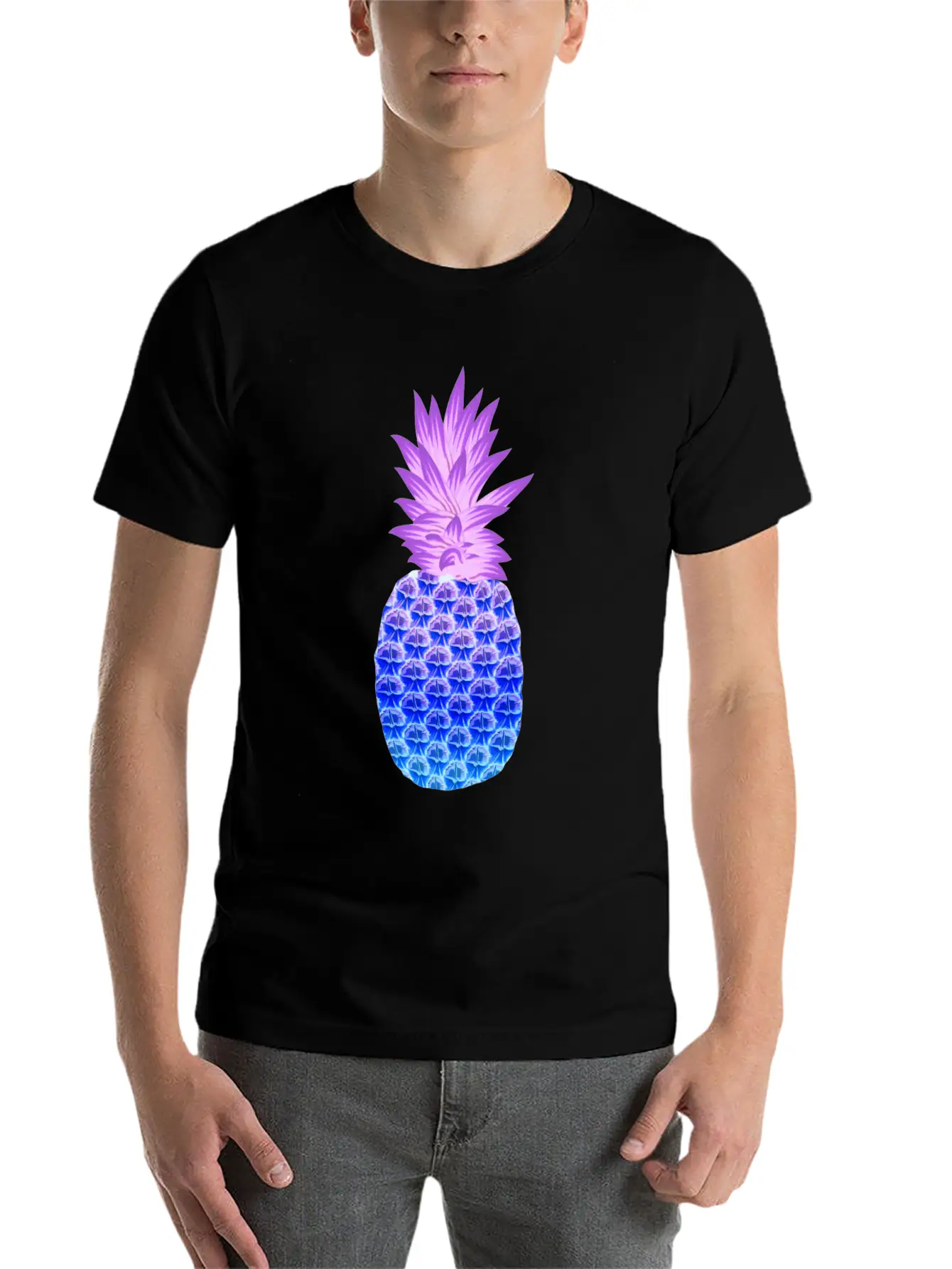 Pineapple Hawaiian Fruit Purple Blue Artistic Casual Graphic T-Shirt – Simple And Comfortable Daily Wear