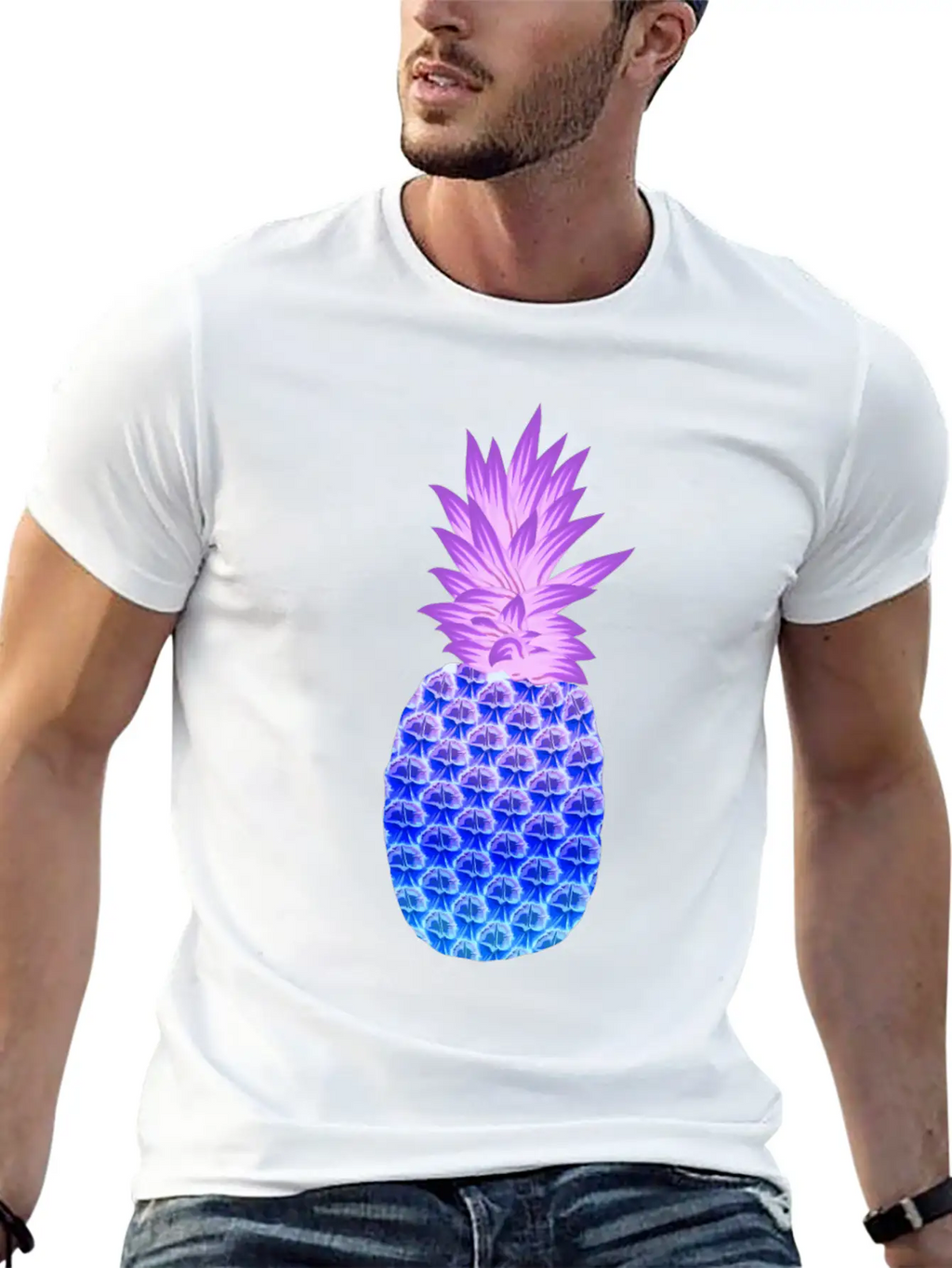 Pineapple Hawaiian Fruit Purple Blue Artistic Casual Graphic T-Shirt – Simple And Comfortable Daily Wear