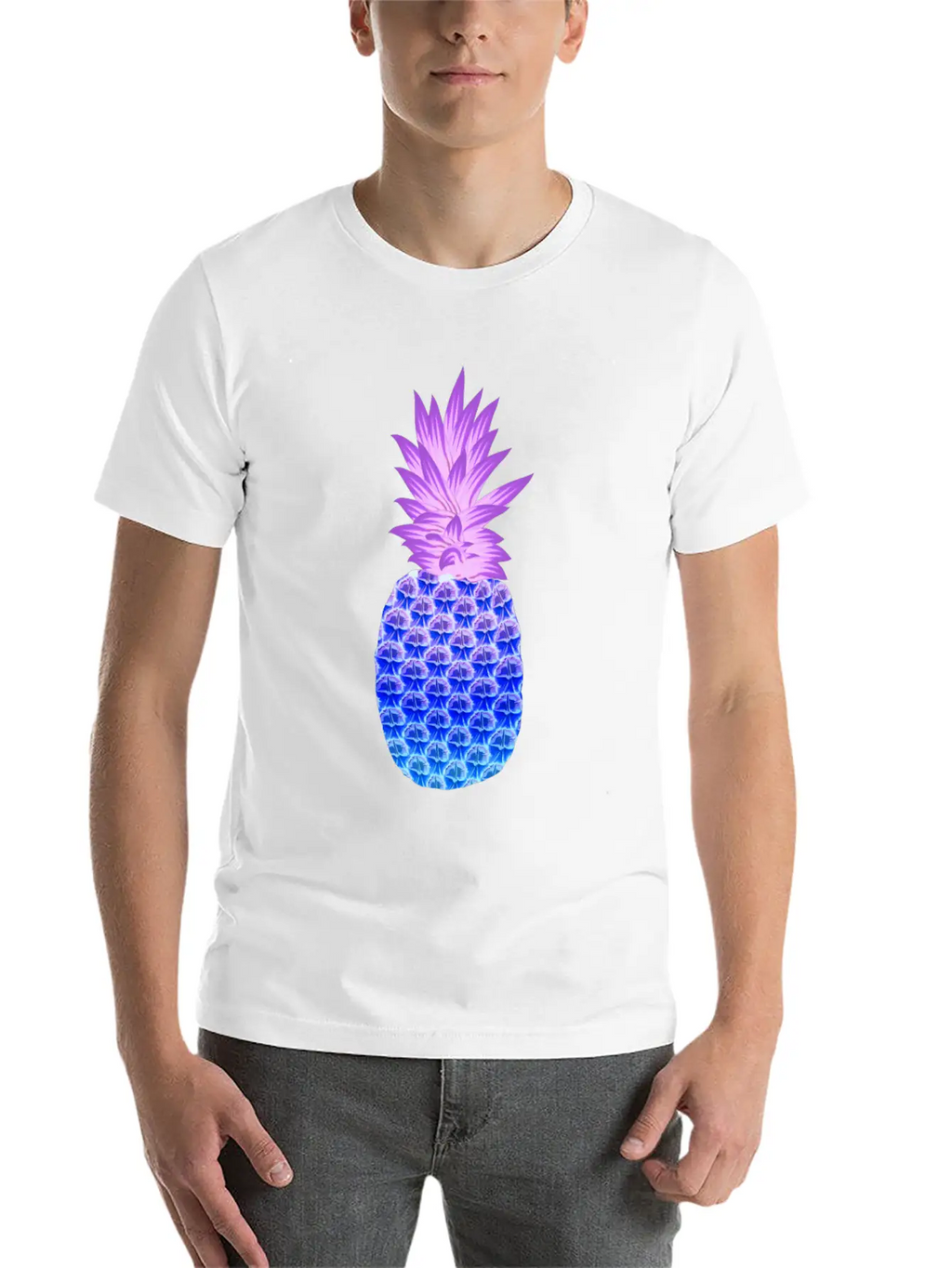 Pineapple Hawaiian Fruit Purple Blue Artistic Casual Graphic T-Shirt – Simple And Comfortable Daily Wear