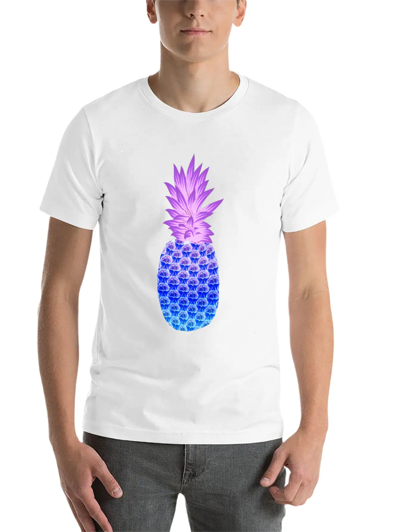 Pineapple Hawaiian Fruit Purple Blue Artistic Casual Graphic T-Shirt – Simple And Comfortable Daily Wear