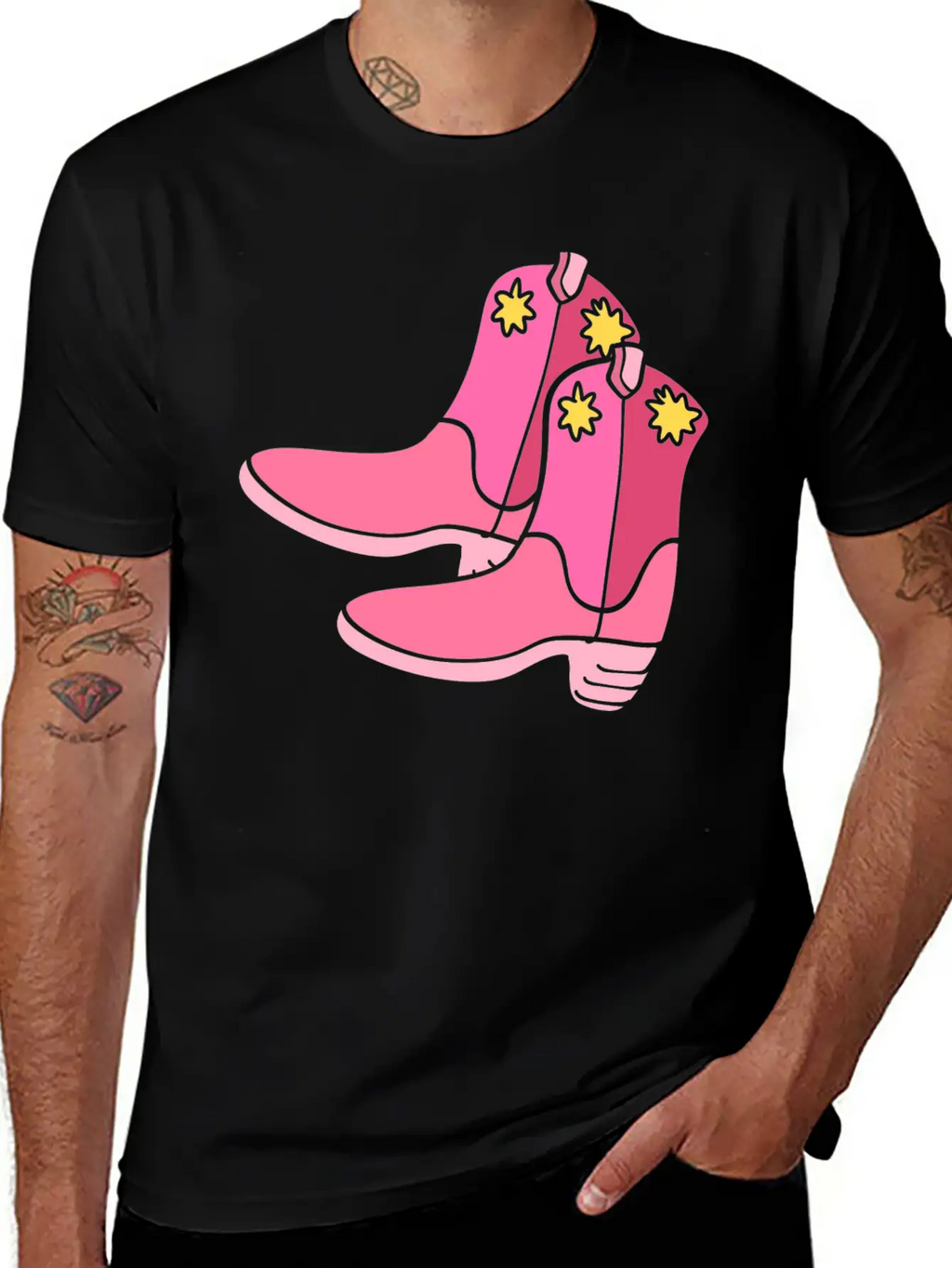 Pink Cowgirl Boots Cowgirl Unisex Casual T-Shirt – Clean Design For Daily Comfort