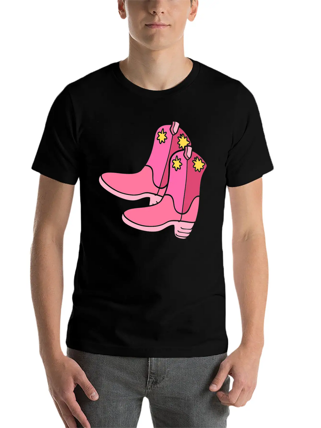 Pink Cowgirl Boots Cowgirl Unisex Casual T-Shirt – Clean Design For Daily Comfort