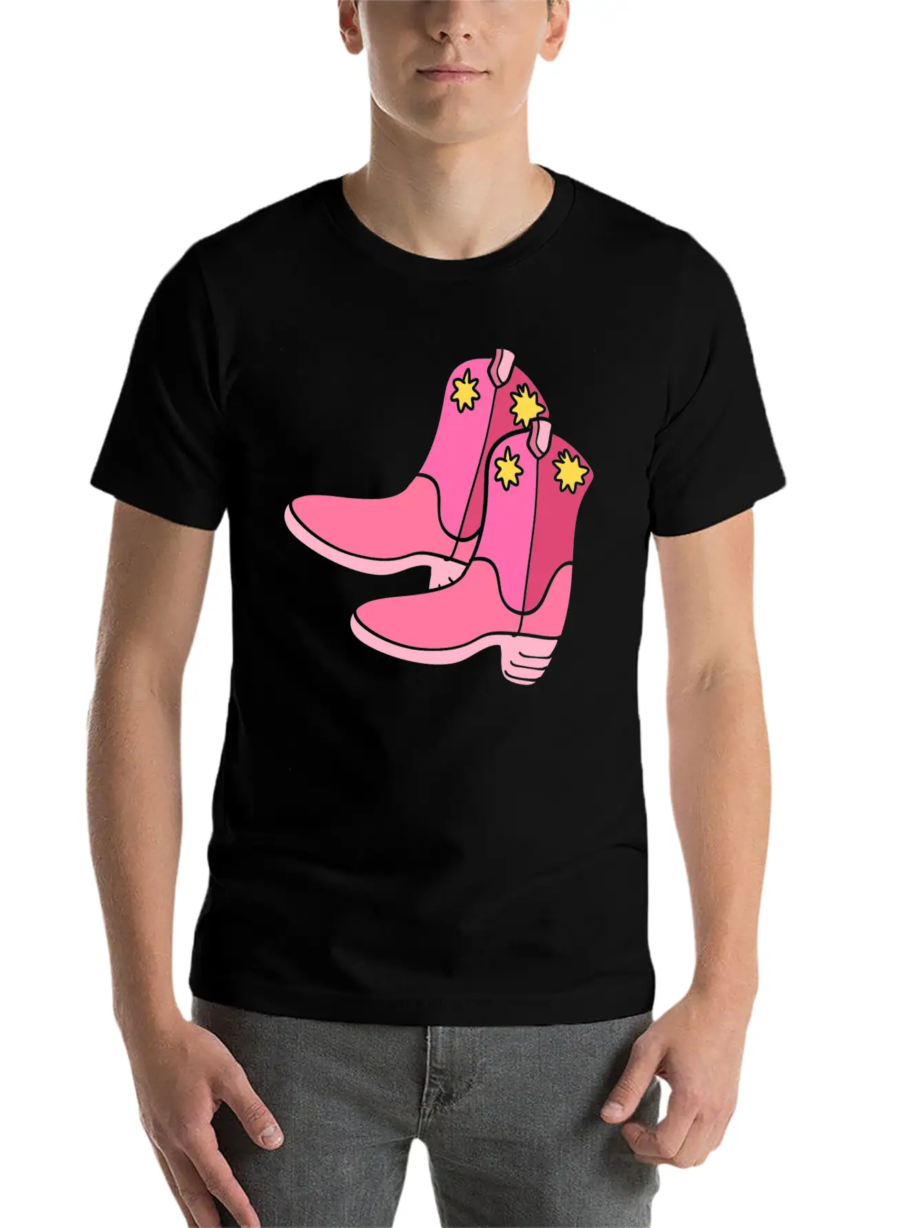 Pink Cowgirl Boots Cowgirl Unisex Casual T-Shirt – Clean Design For Daily Comfort