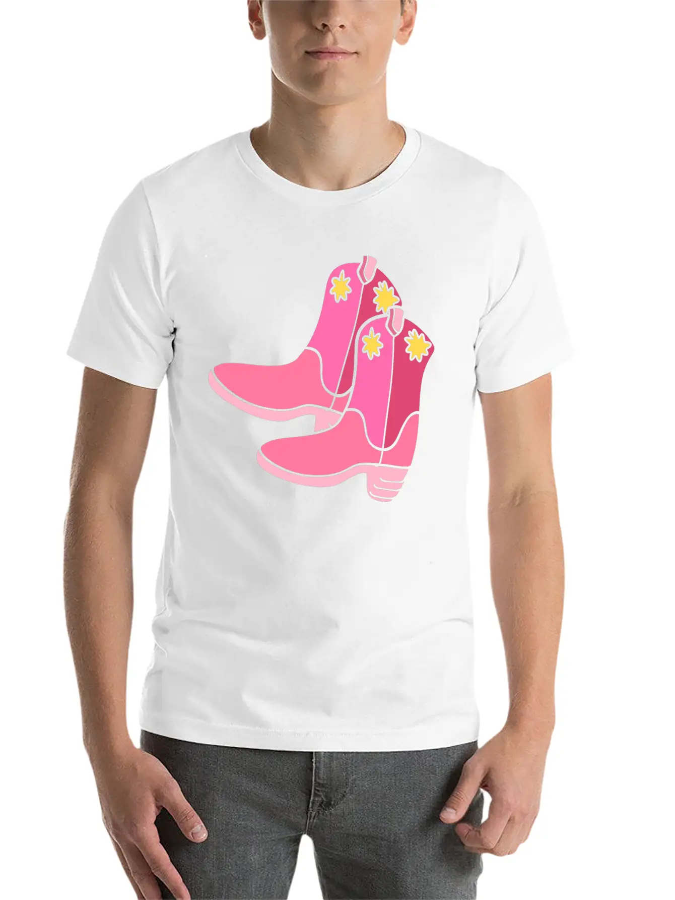Pink Cowgirl Boots Cowgirl Unisex Casual T-Shirt – Clean Design For Daily Comfort