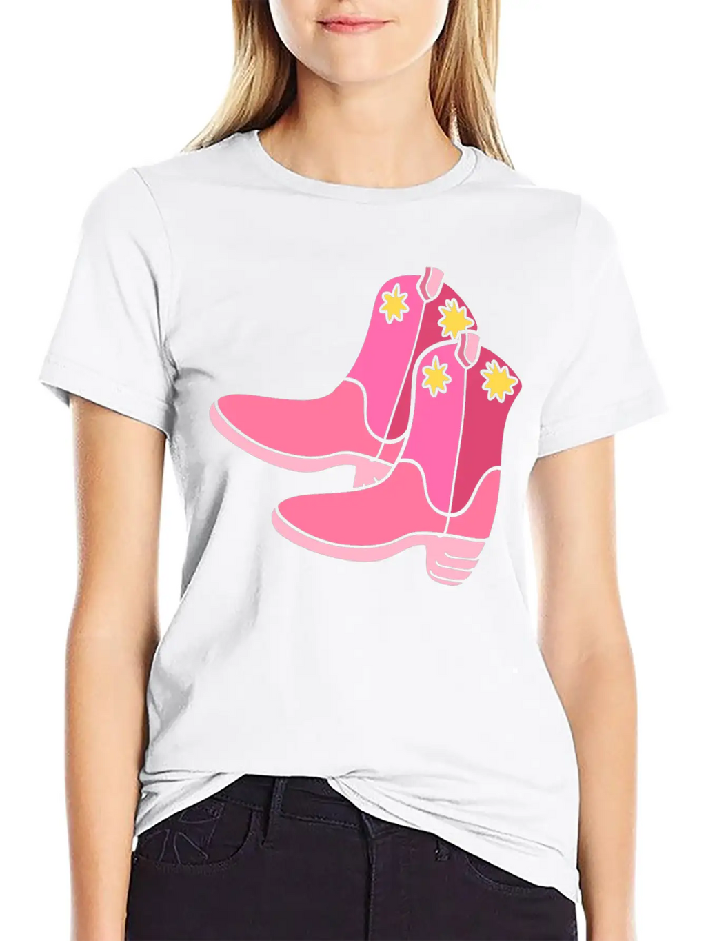 Pink Cowgirl Boots Cowgirl Unisex Casual T-Shirt – Clean Design For Daily Comfort