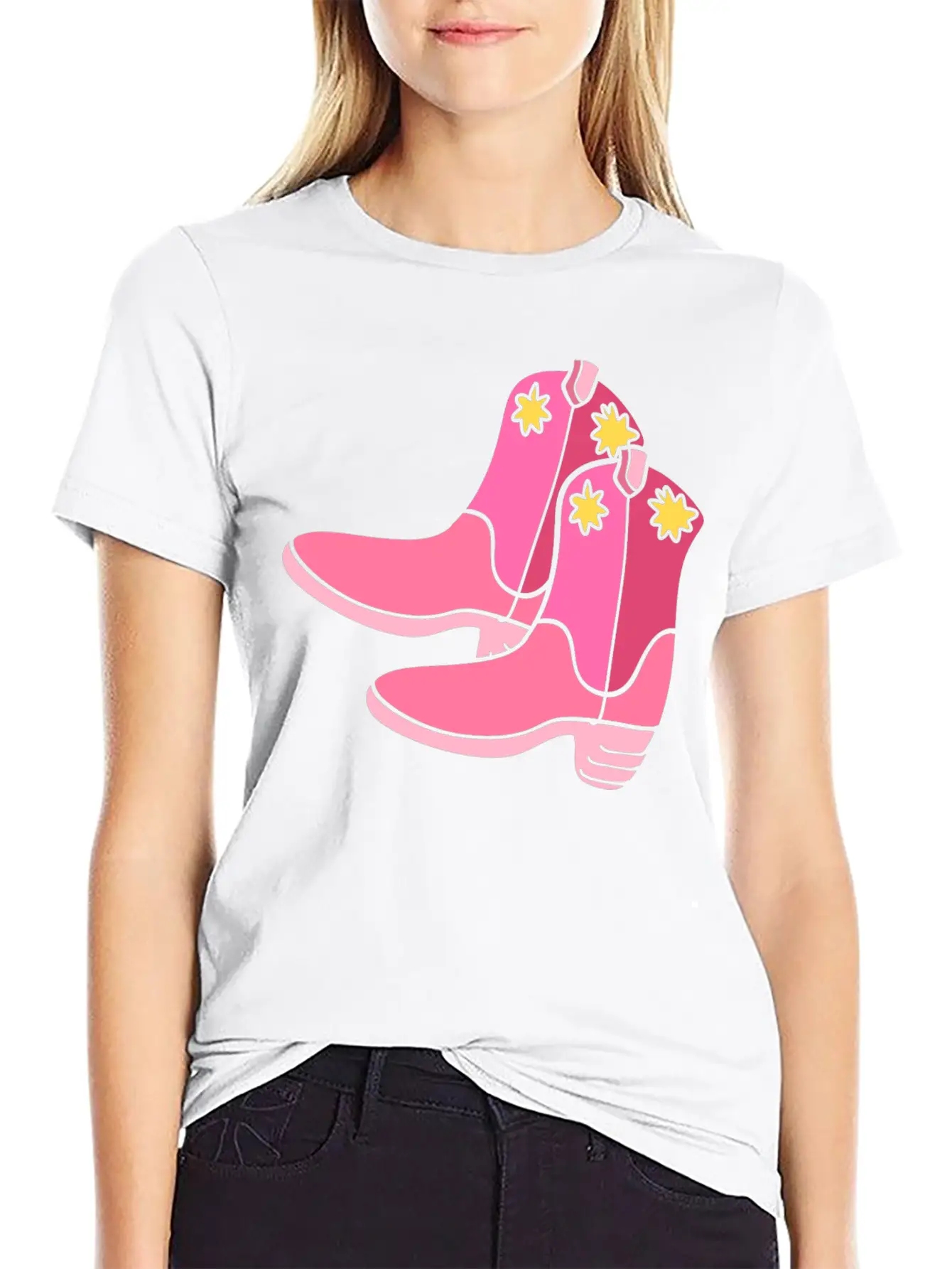 Pink Cowgirl Boots Cowgirl Unisex Casual T-Shirt – Clean Design For Daily Comfort