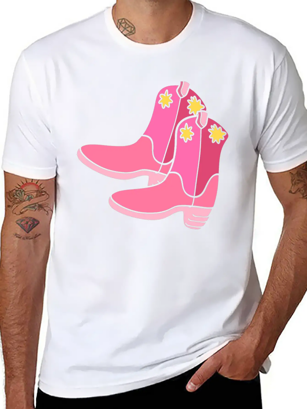 Pink Cowgirl Boots Cowgirl Unisex Casual T-Shirt – Clean Design For Daily Comfort