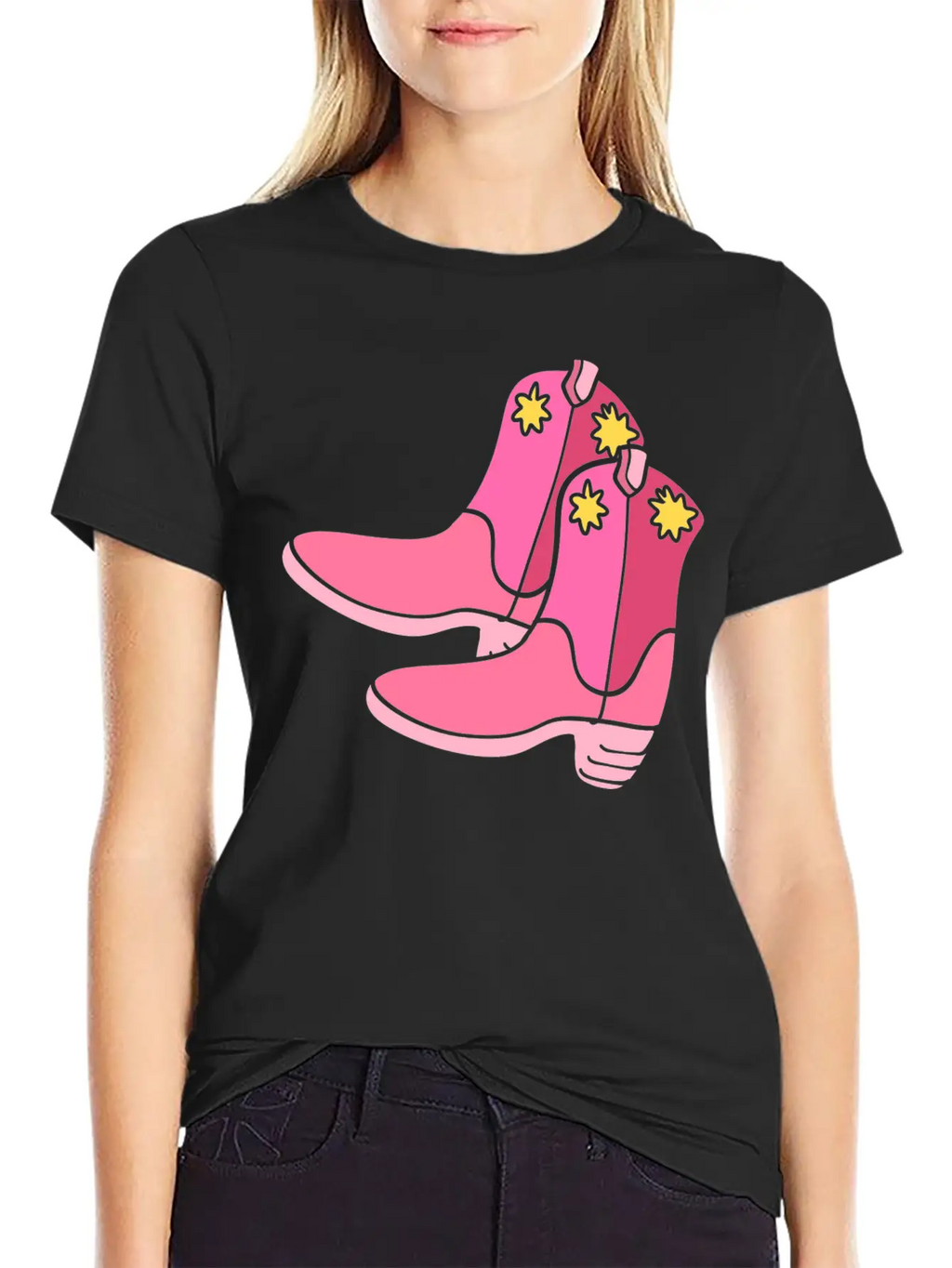 Pink Cowgirl Boots Cowgirl Unisex Casual T-Shirt – Clean Design For Daily Comfort
