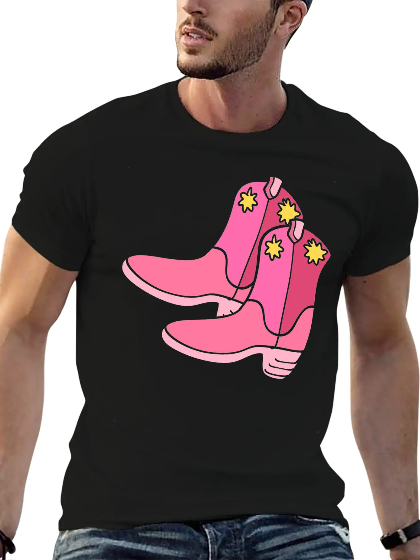 Pink Cowgirl Boots Cowgirl Unisex Casual T-Shirt – Clean Design For Daily Comfort