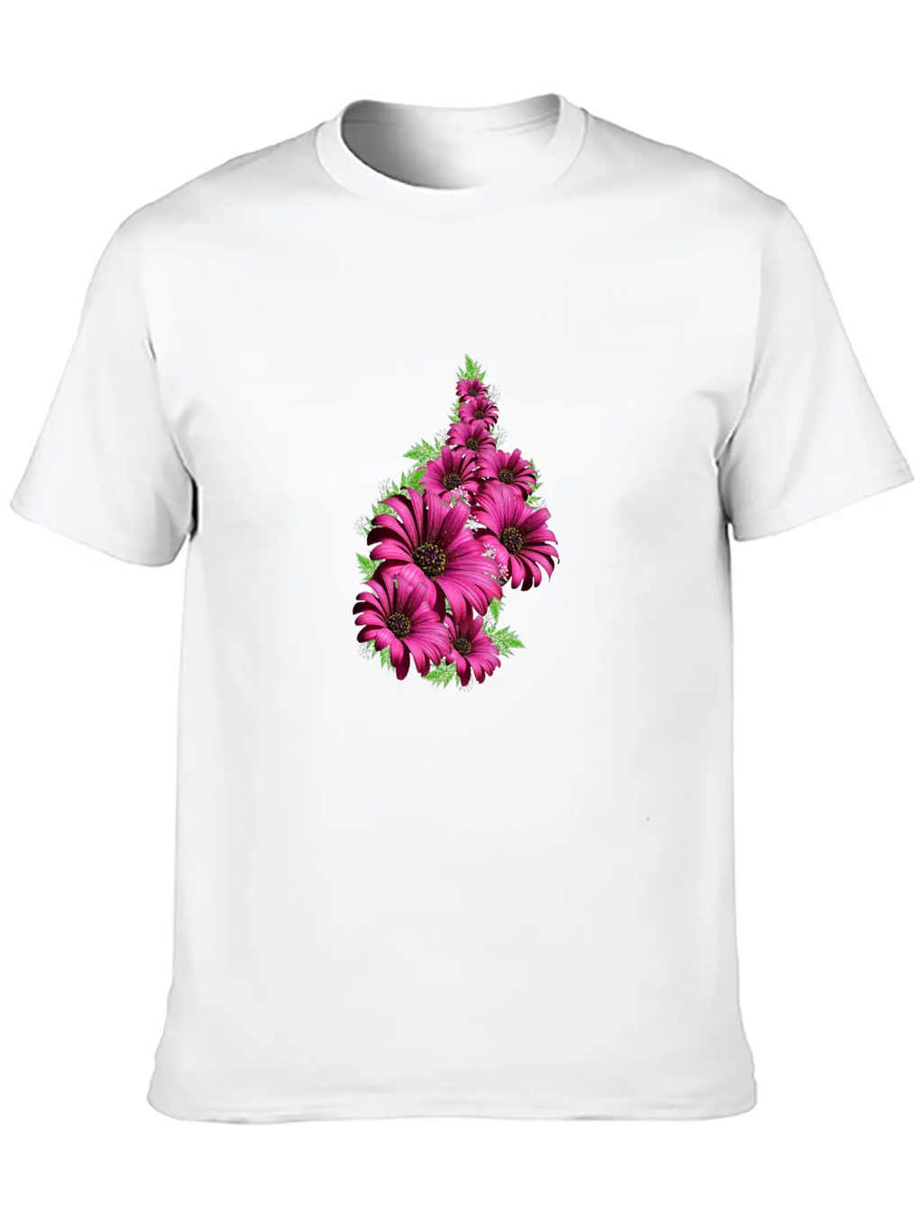 Pink Daisy Flowers Unisex Short Sleeve Soft Cotton T-Shirt – Casual Everyday Wear