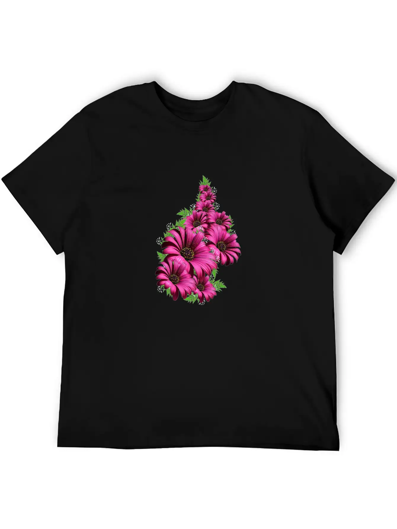 Pink Daisy Flowers Unisex Short Sleeve Soft Cotton T-Shirt – Casual Everyday Wear