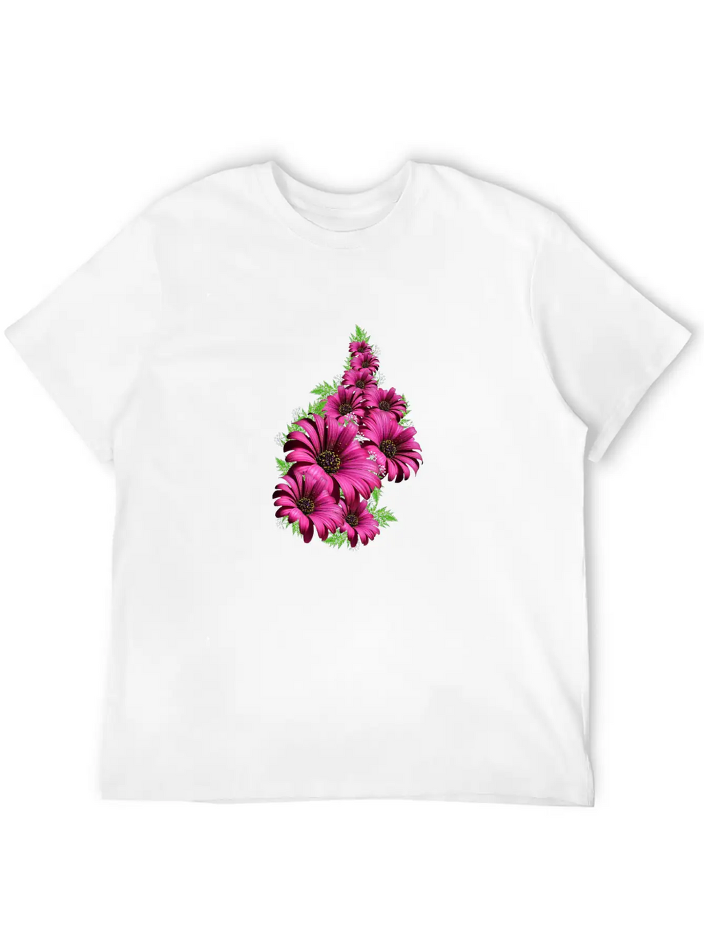 Pink Daisy Flowers Unisex Short Sleeve Soft Cotton T-Shirt – Casual Everyday Wear