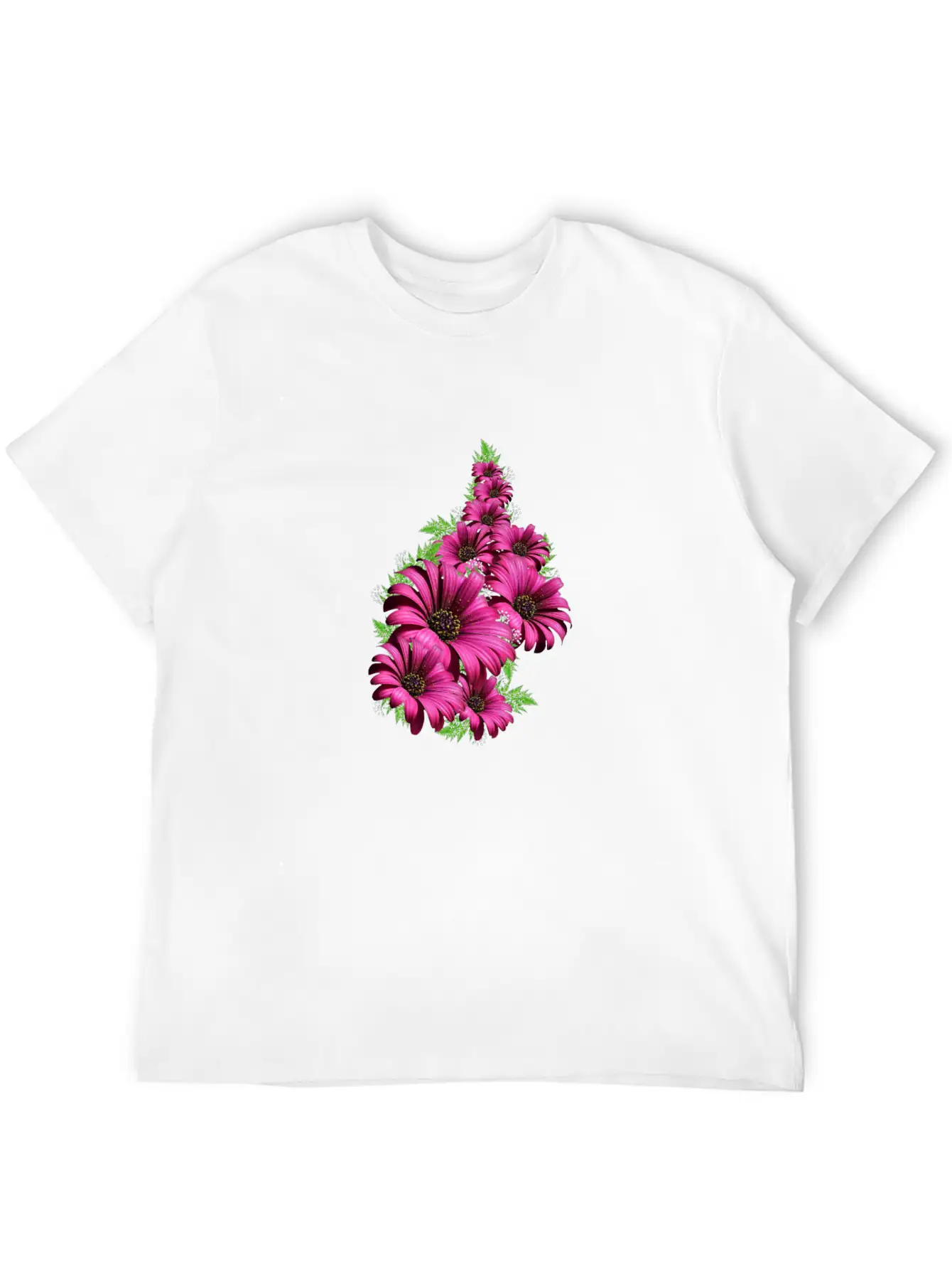 Pink Daisy Flowers Unisex Short Sleeve Soft Cotton T-Shirt – Casual Everyday Wear