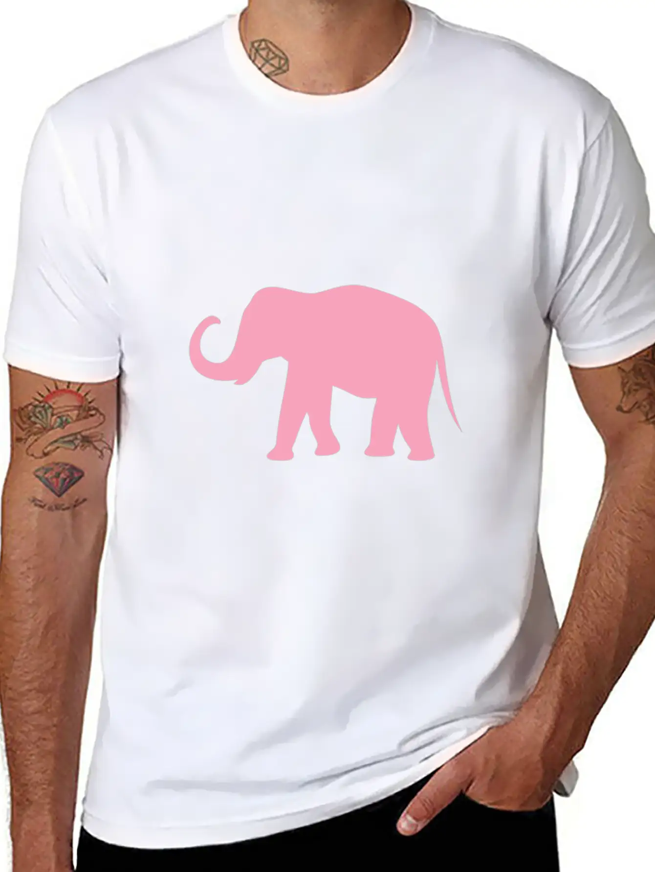 Pink Elephant Tribal Art Tribe Floral Paleo Cave Unisex Casual T-Shirt – Clean Design For Daily Comfort