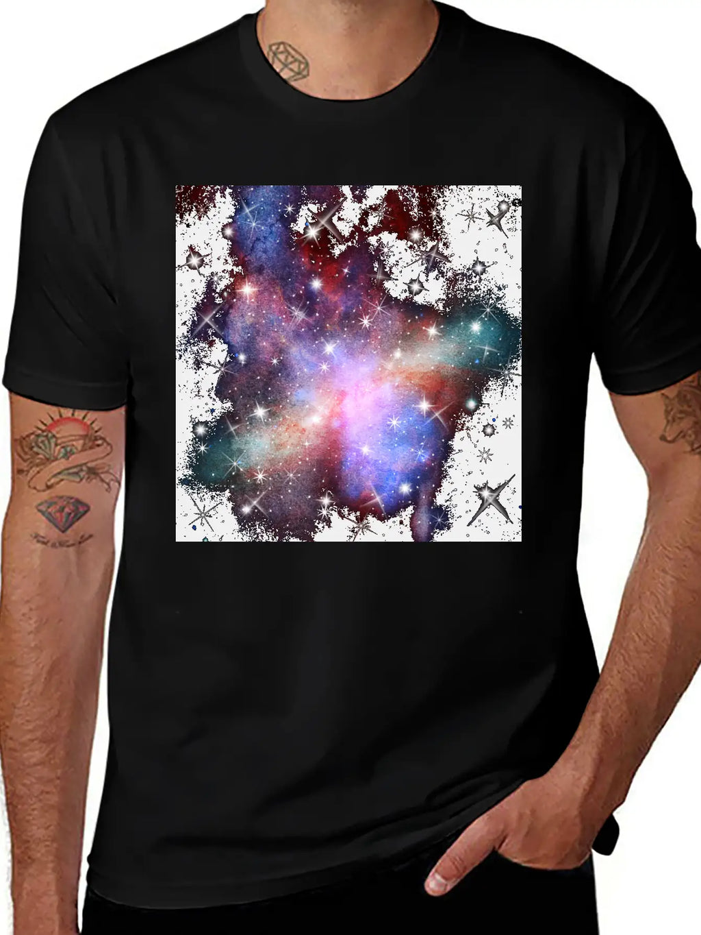 Pink Galaxy Background Unisex Short Sleeve Soft Cotton T-Shirt – Casual Everyday Wear
