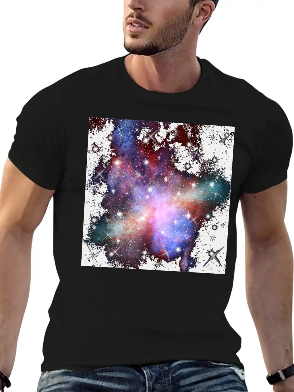 Pink Galaxy Background Unisex Short Sleeve Soft Cotton T-Shirt – Casual Everyday Wear
