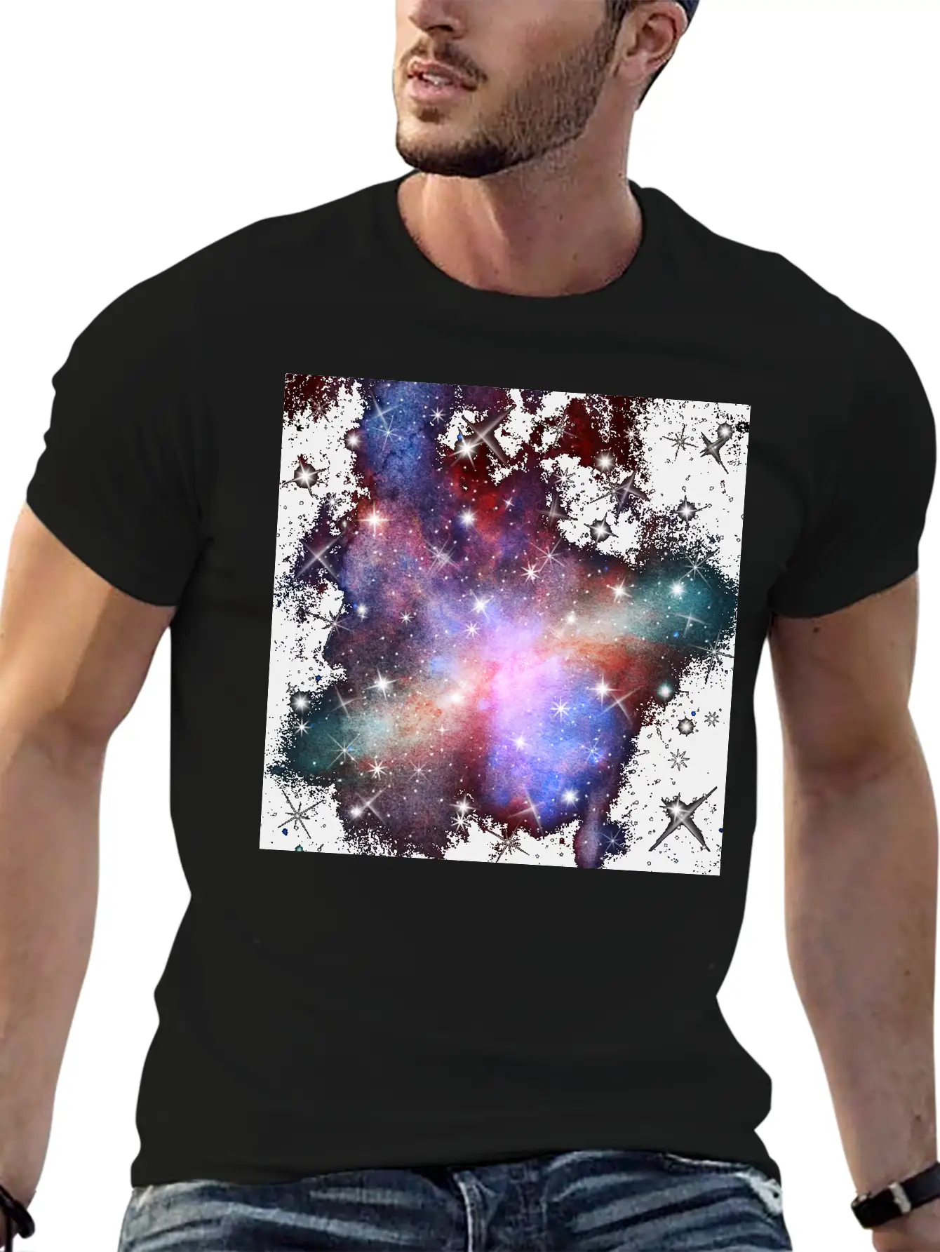 Pink Galaxy Background Unisex Short Sleeve Soft Cotton T-Shirt – Casual Everyday Wear