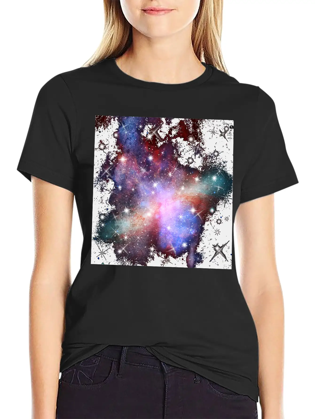 Pink Galaxy Background Unisex Short Sleeve Soft Cotton T-Shirt – Casual Everyday Wear