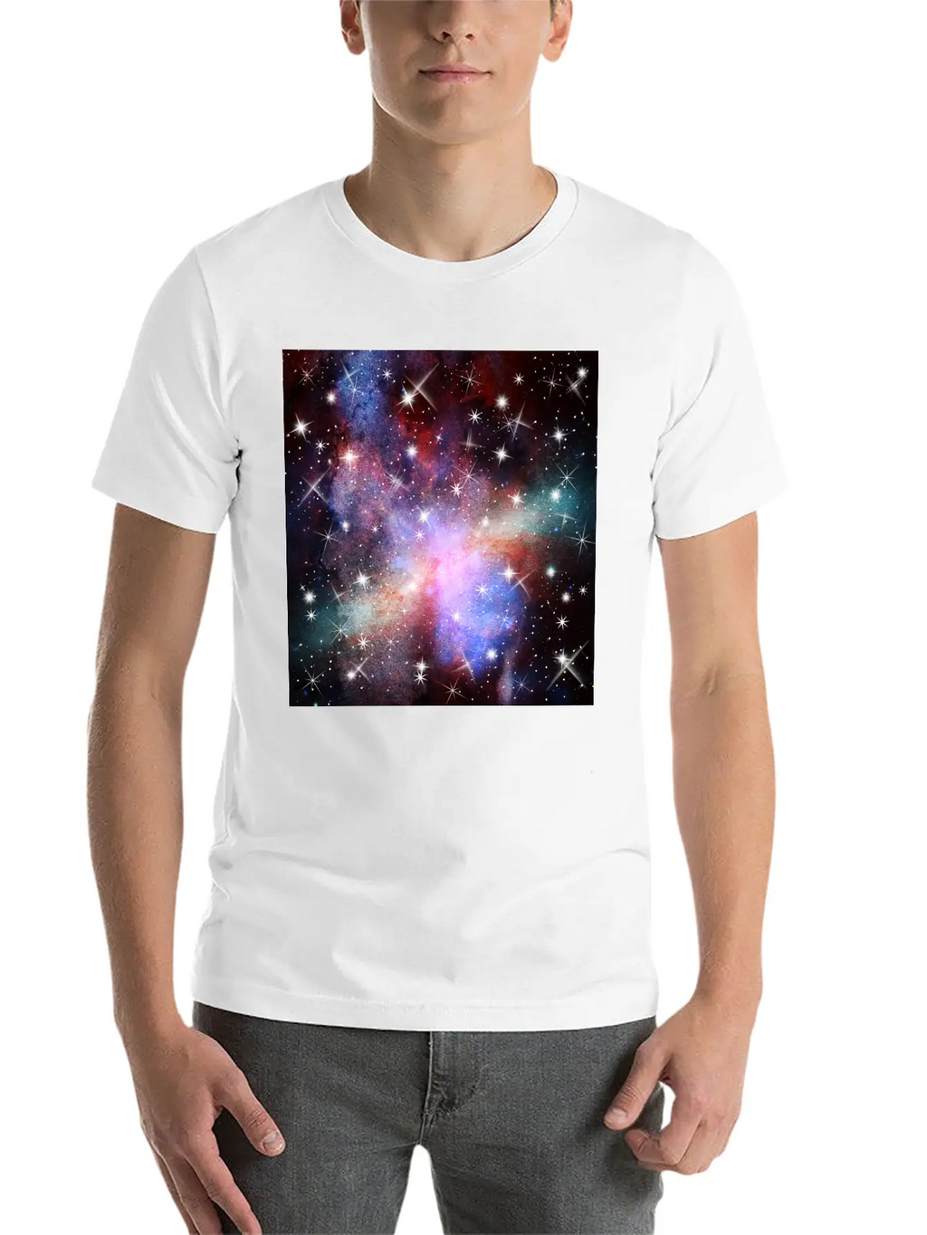 Pink Galaxy Background Unisex Short Sleeve Soft Cotton T-Shirt – Casual Everyday Wear