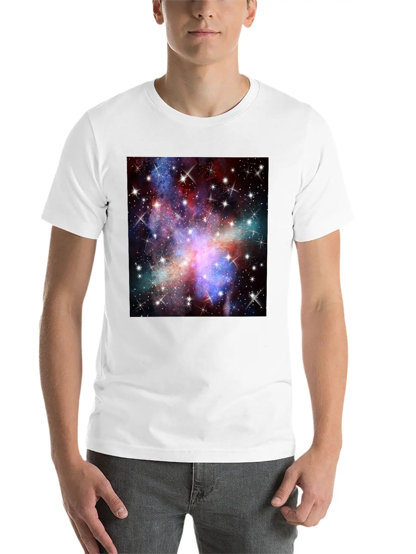 Pink Galaxy Background Unisex Short Sleeve Soft Cotton T-Shirt – Casual Everyday Wear