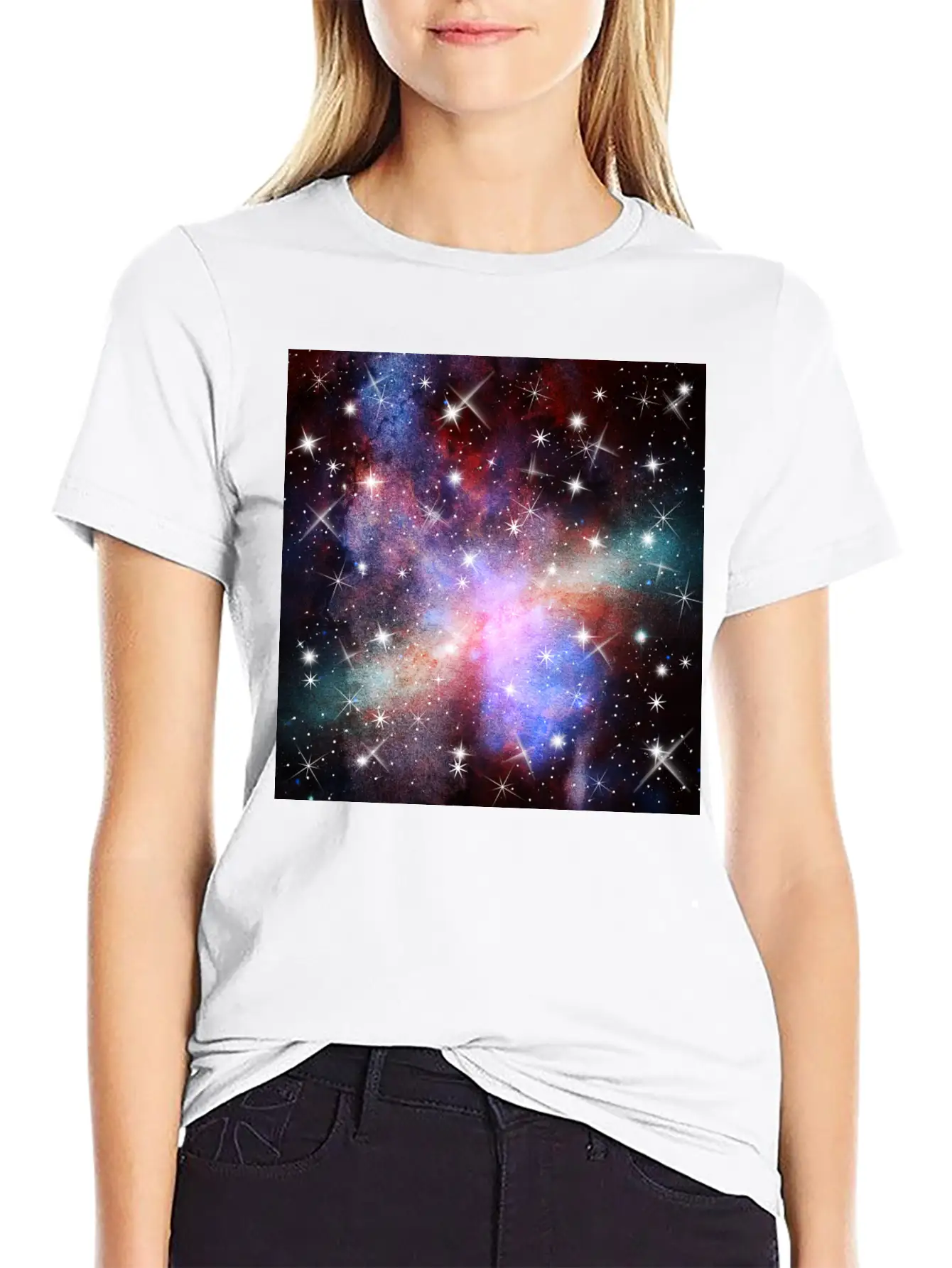 Pink Galaxy Background Unisex Short Sleeve Soft Cotton T-Shirt – Casual Everyday Wear