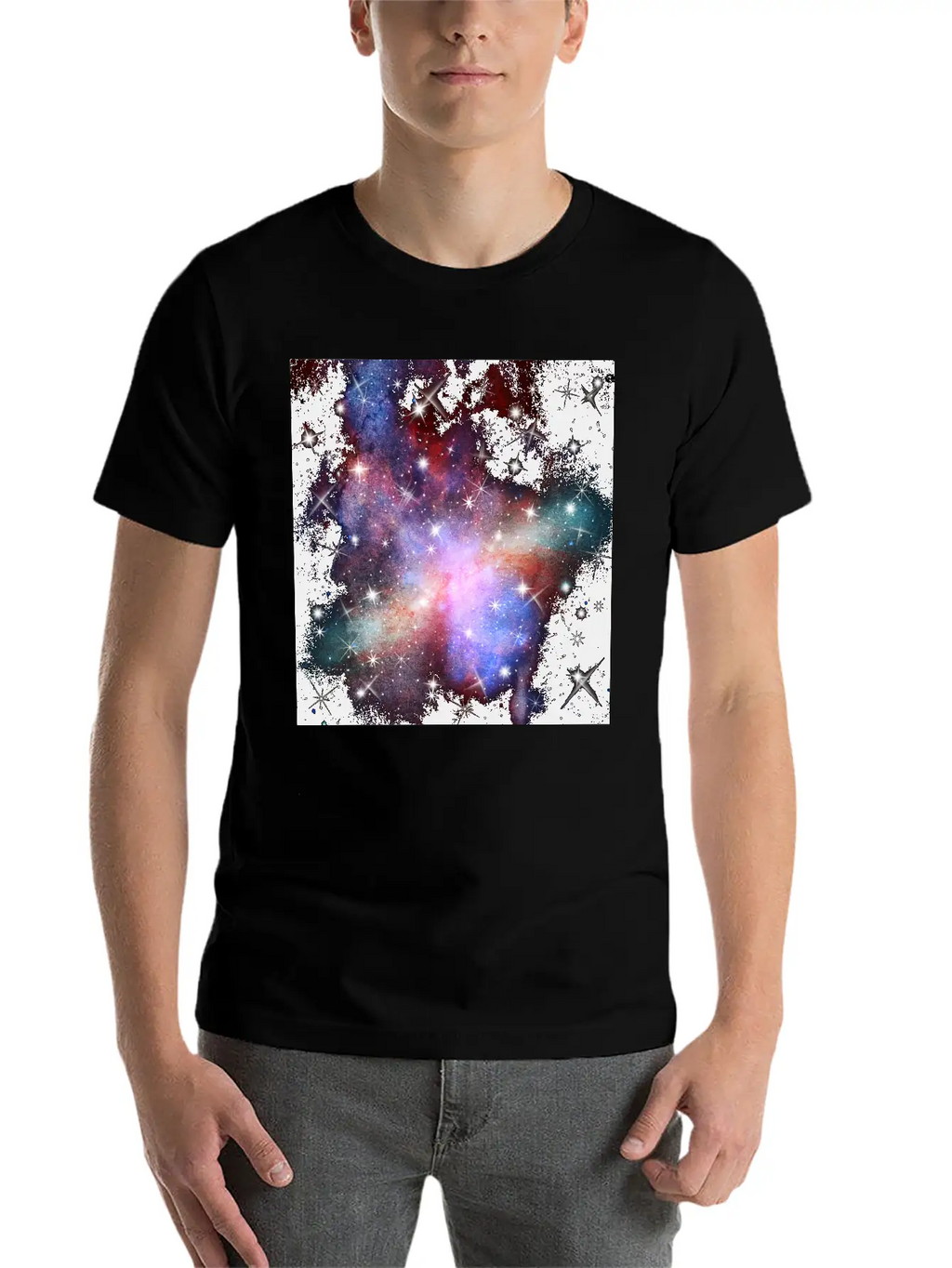 Pink Galaxy Background Unisex Short Sleeve Soft Cotton T-Shirt – Casual Everyday Wear