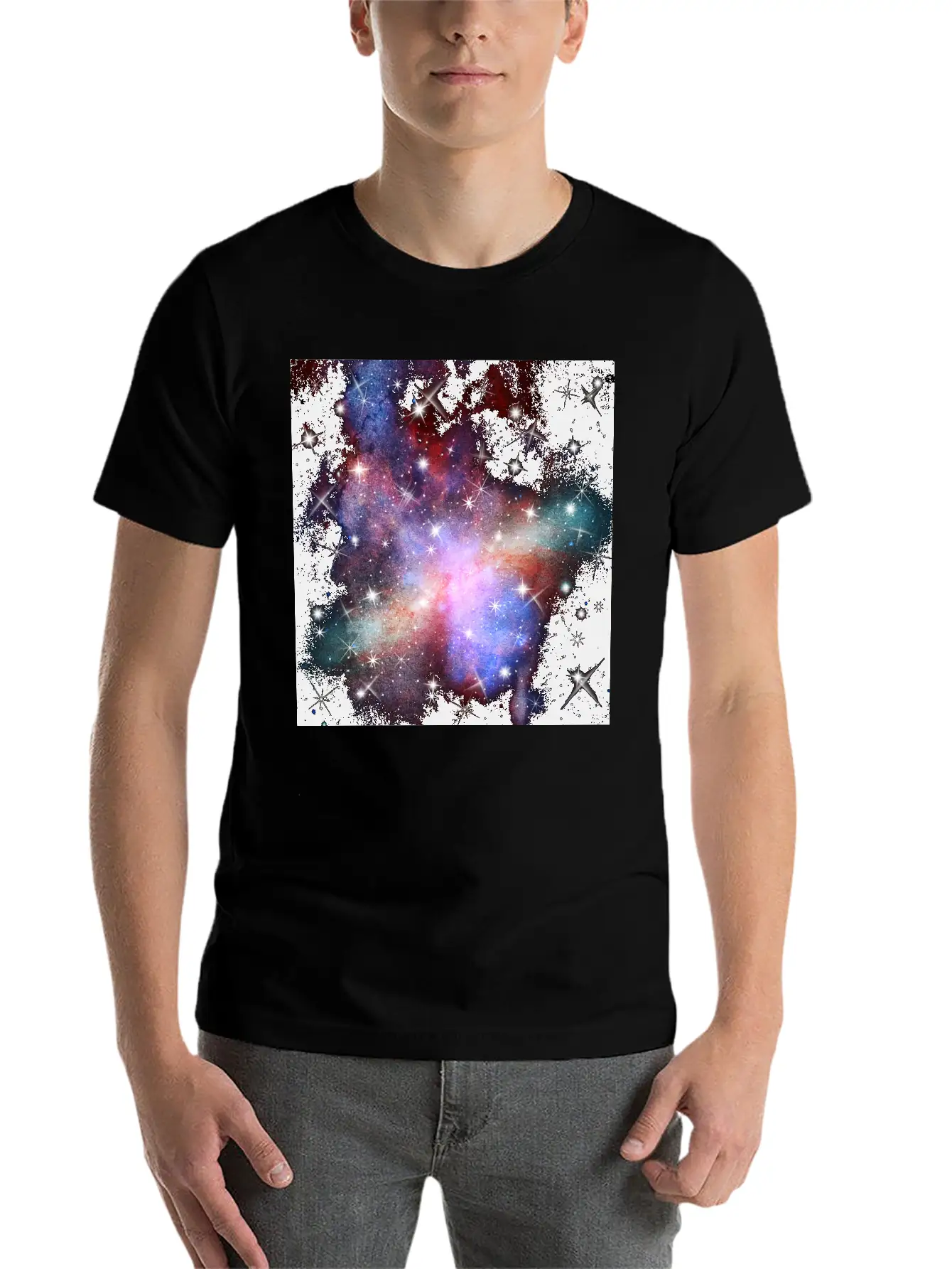 Pink Galaxy Background Unisex Short Sleeve Soft Cotton T-Shirt – Casual Everyday Wear