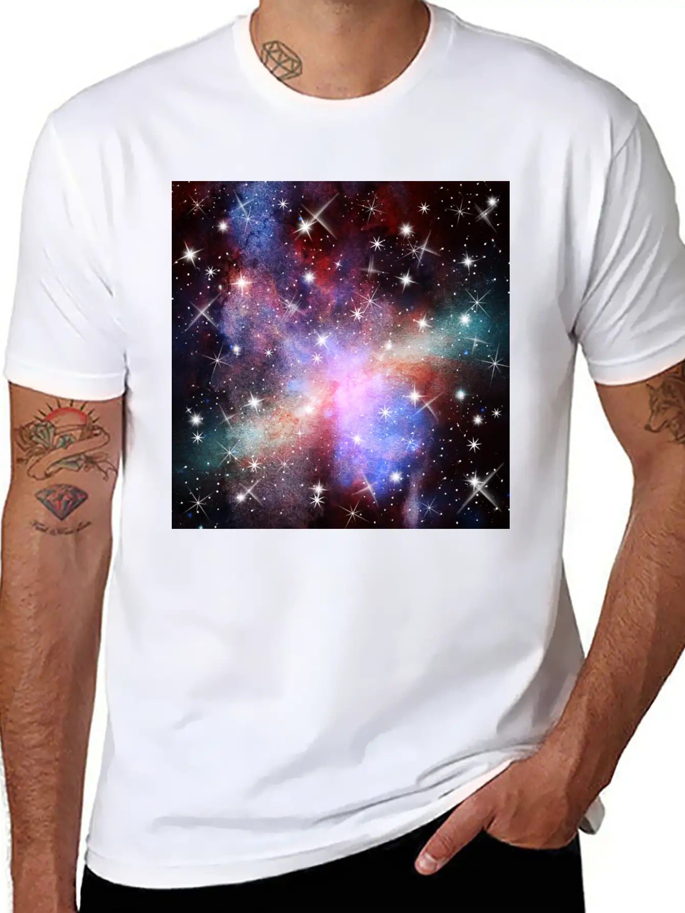 Pink Galaxy Background Unisex Short Sleeve Soft Cotton T-Shirt – Casual Everyday Wear