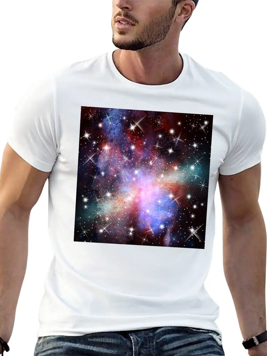 Pink Galaxy Background Unisex Short Sleeve Soft Cotton T-Shirt – Casual Everyday Wear