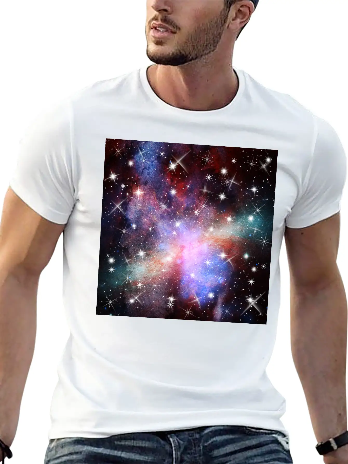 Pink Galaxy Background Unisex Short Sleeve Soft Cotton T-Shirt – Casual Everyday Wear