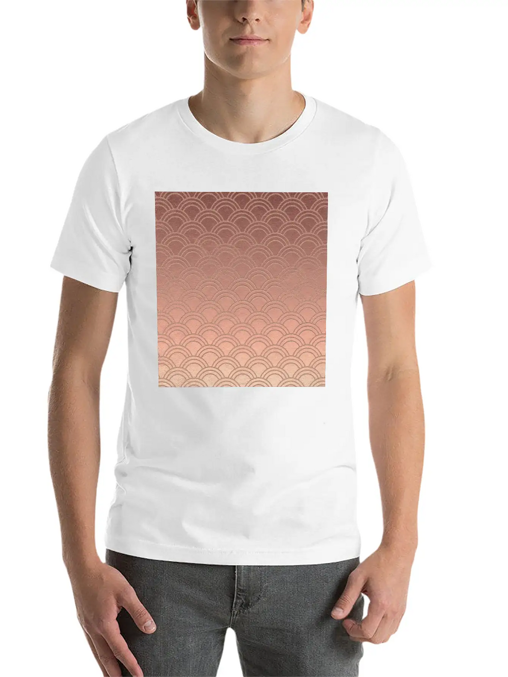 Pink Metallic Ombre Mermaid Scales Pattern Unisex Short Sleeve Soft Cotton T-Shirt – Casual Everyday Wear
