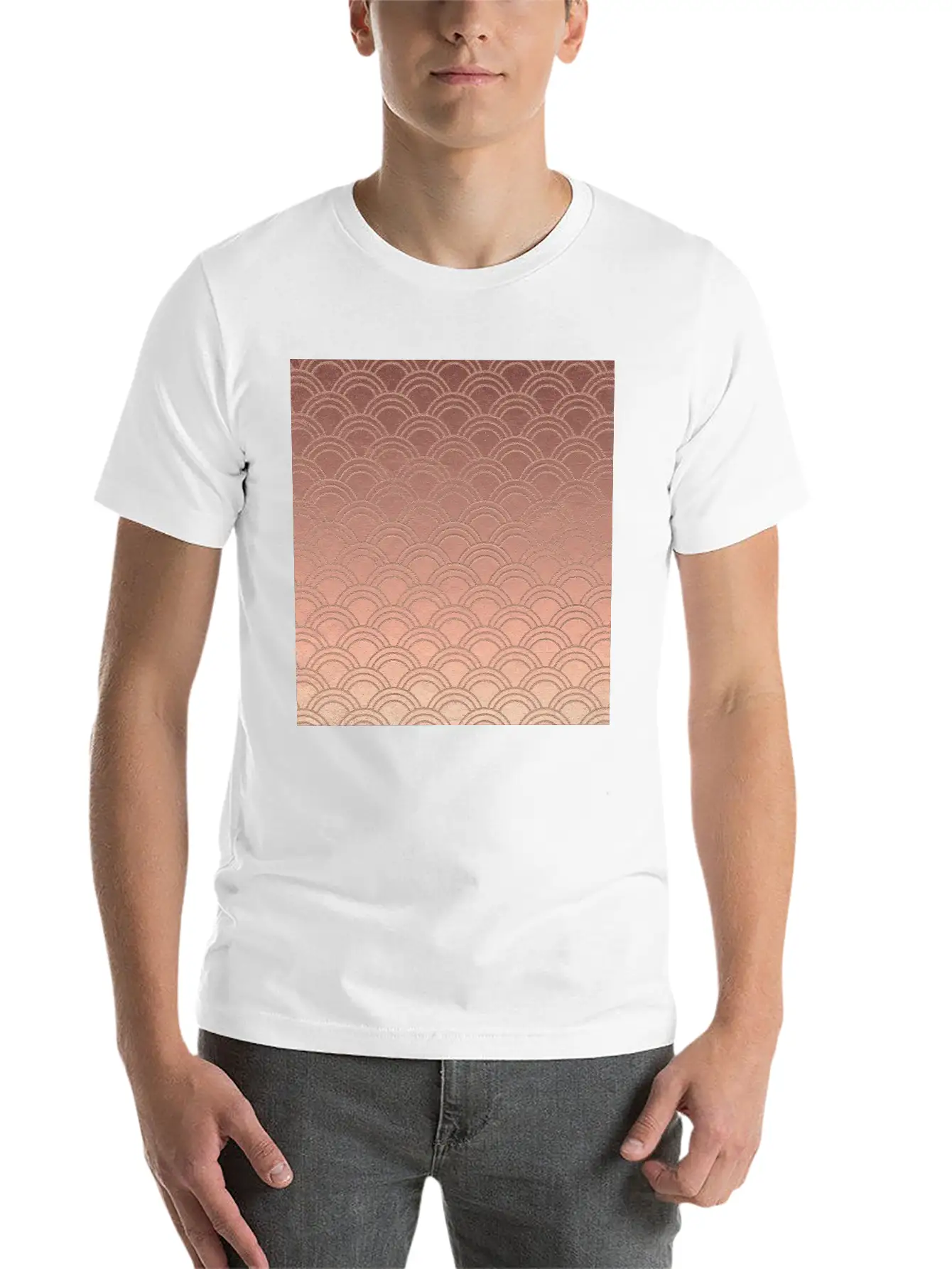 Pink Metallic Ombre Mermaid Scales Pattern Unisex Short Sleeve Soft Cotton T-Shirt – Casual Everyday Wear