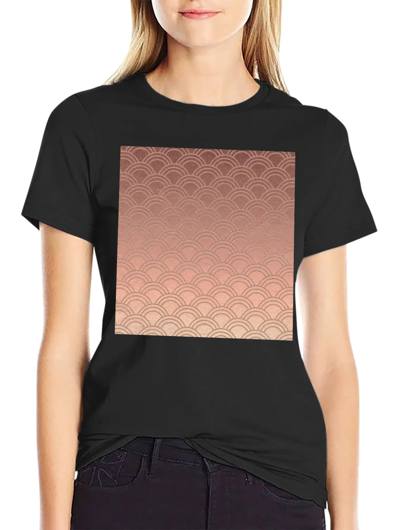 Pink Metallic Ombre Mermaid Scales Pattern Unisex Short Sleeve Soft Cotton T-Shirt – Casual Everyday Wear
