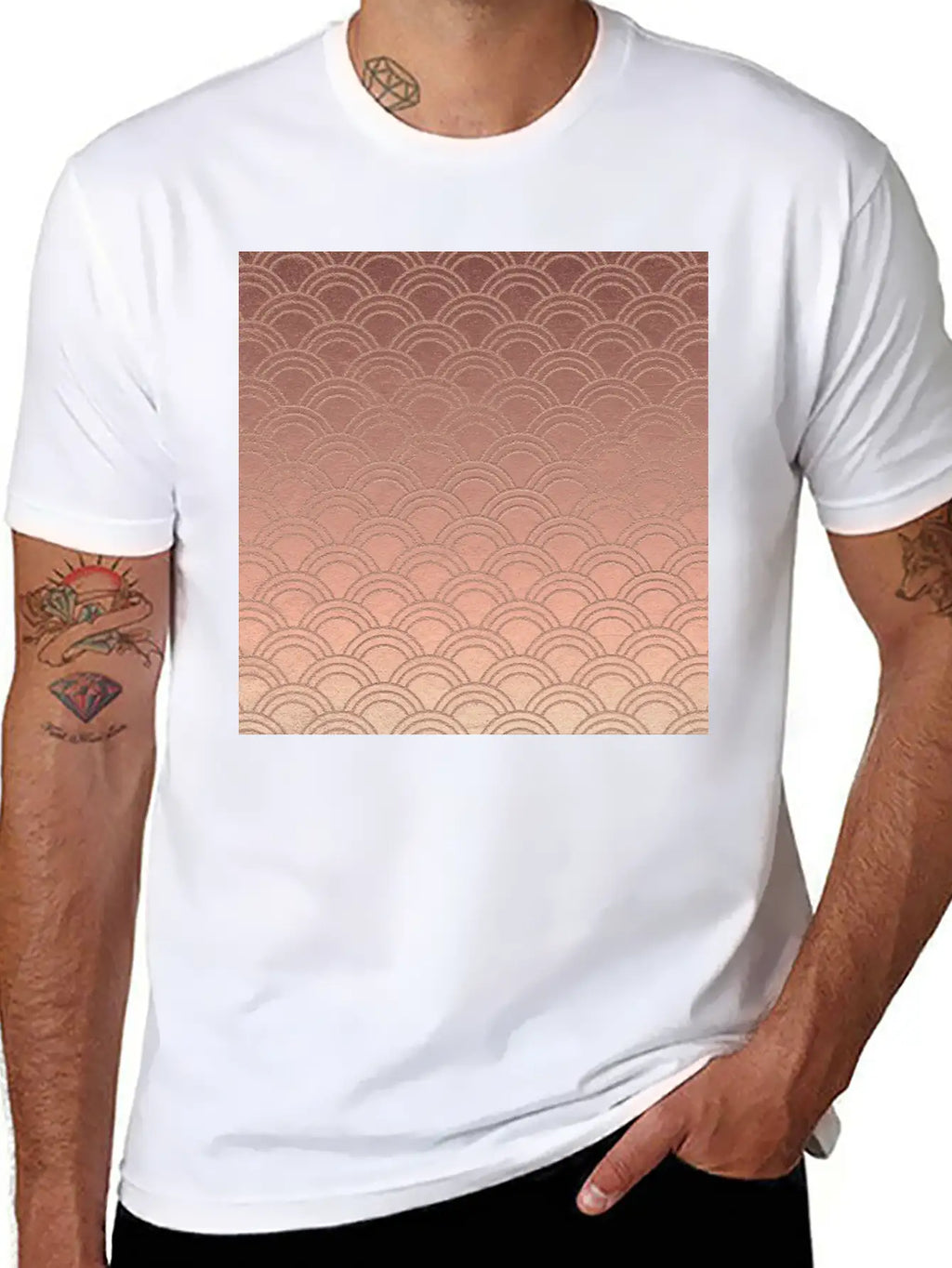 Pink Metallic Ombre Mermaid Scales Pattern Unisex Short Sleeve Soft Cotton T-Shirt – Casual Everyday Wear
