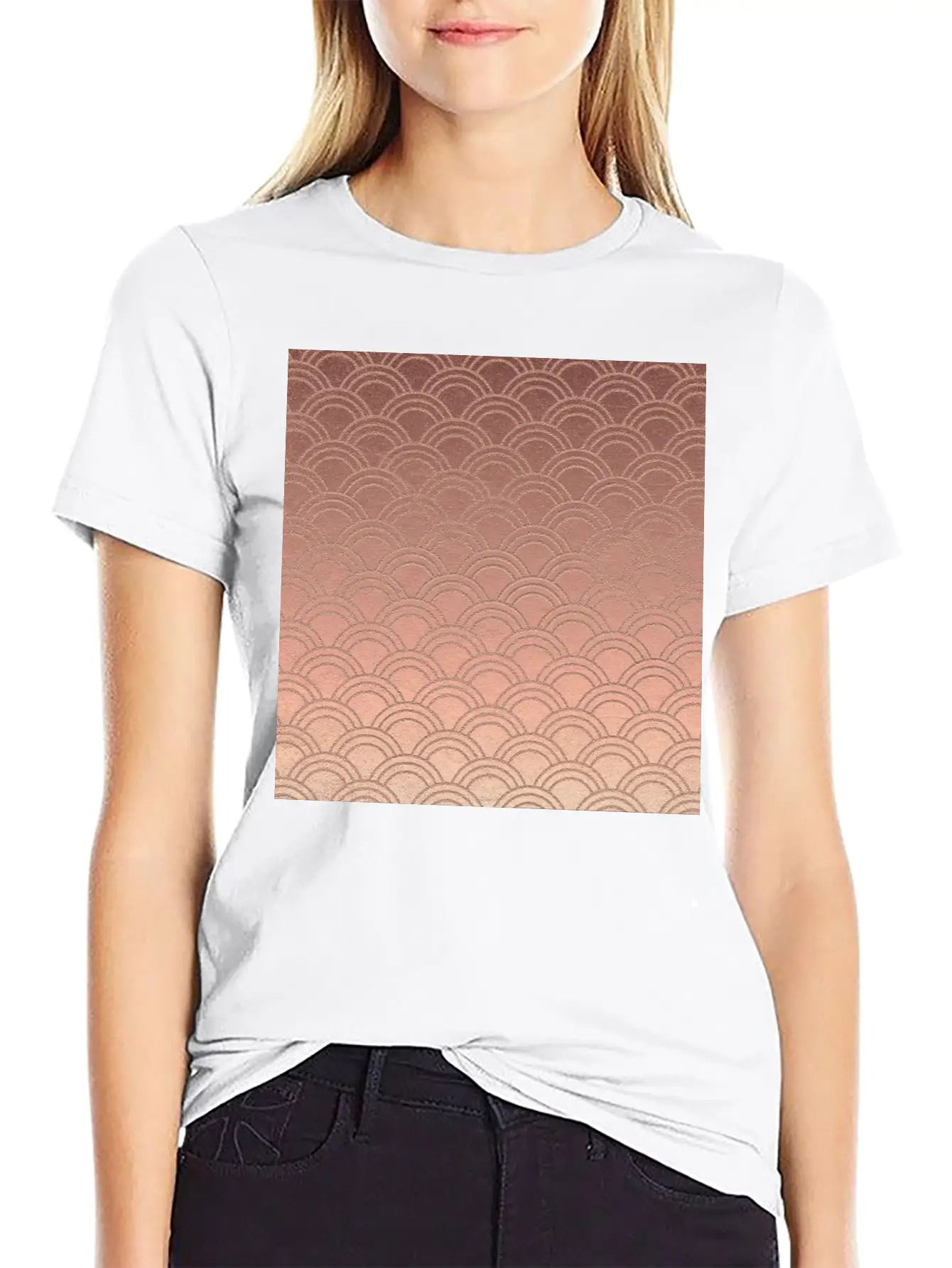Pink Metallic Ombre Mermaid Scales Pattern Unisex Short Sleeve Soft Cotton T-Shirt – Casual Everyday Wear