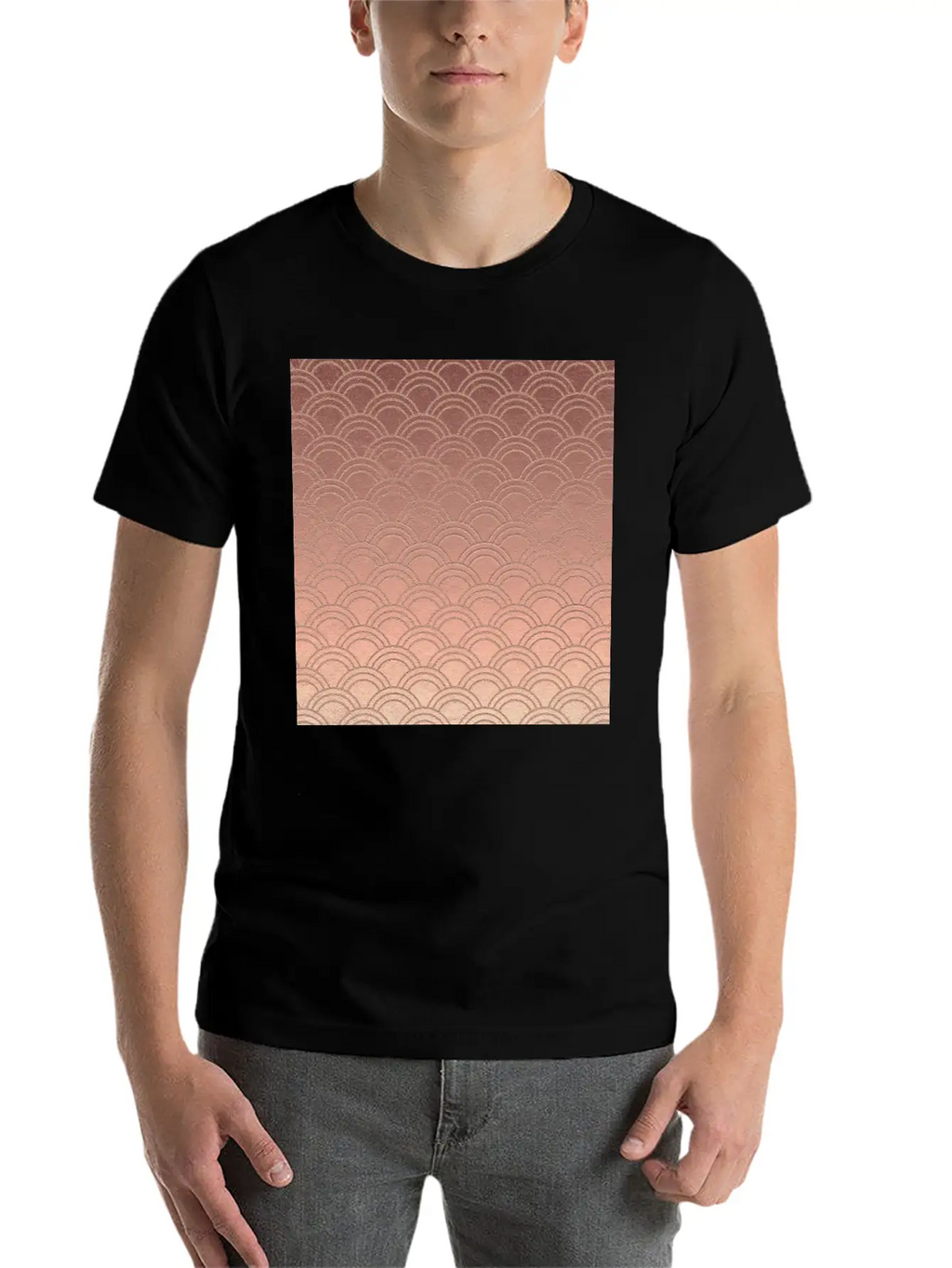 Pink Metallic Ombre Mermaid Scales Pattern Unisex Short Sleeve Soft Cotton T-Shirt – Casual Everyday Wear