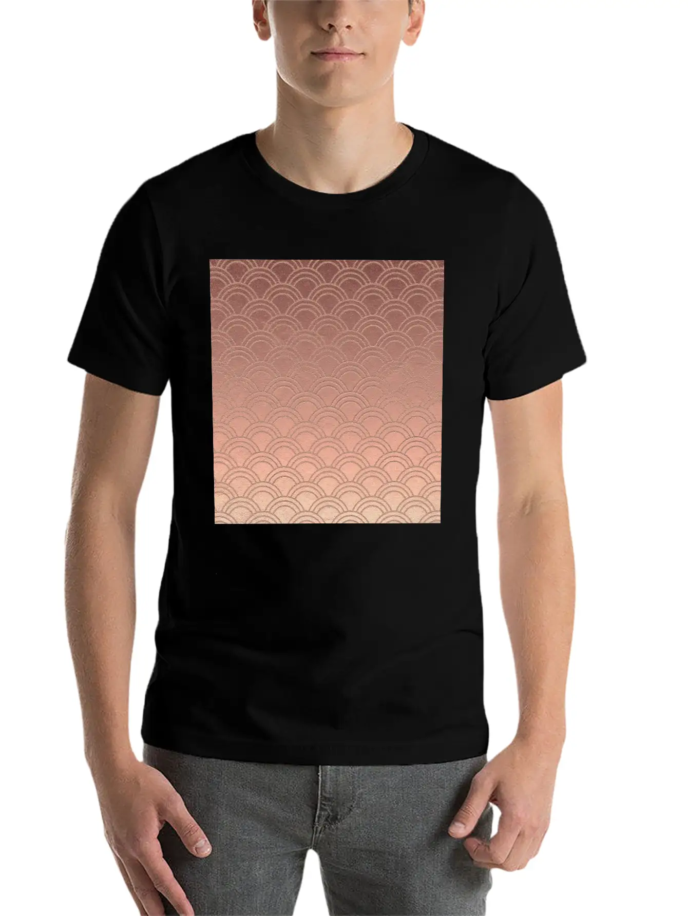 Pink Metallic Ombre Mermaid Scales Pattern Unisex Short Sleeve Soft Cotton T-Shirt – Casual Everyday Wear