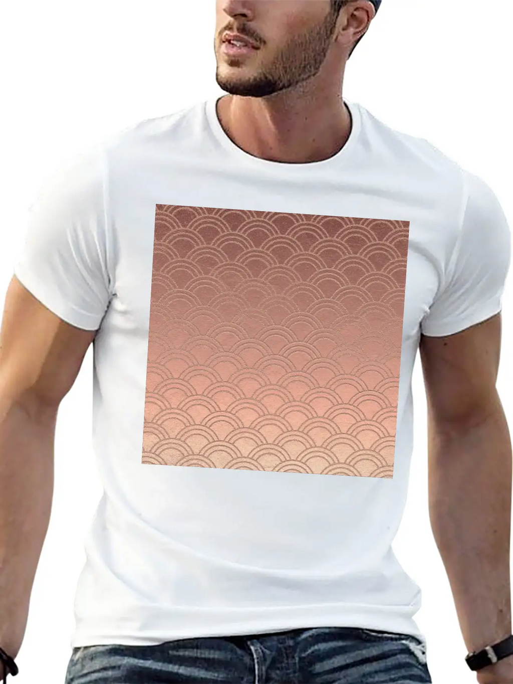 Pink Metallic Ombre Mermaid Scales Pattern Unisex Short Sleeve Soft Cotton T-Shirt – Casual Everyday Wear